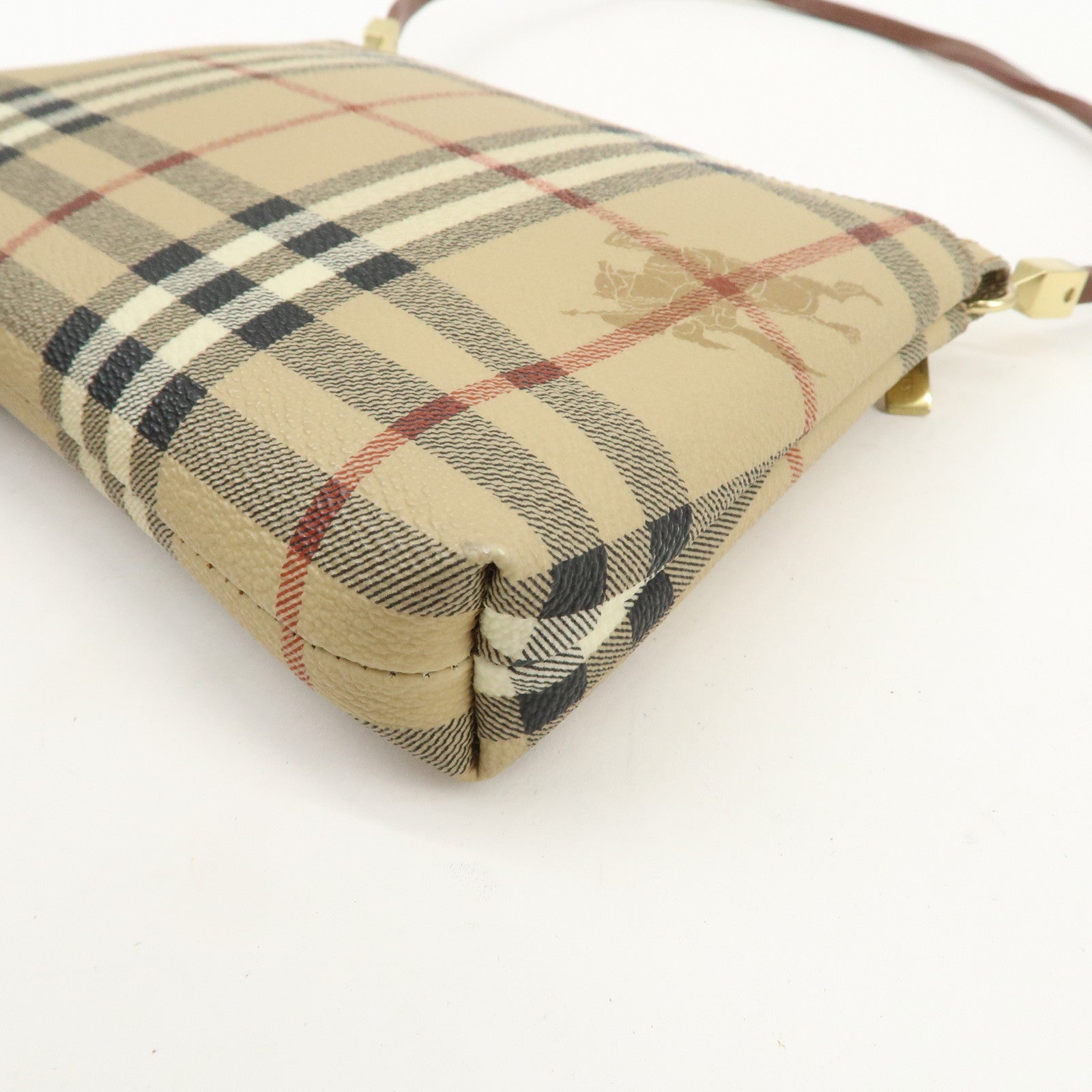 BURBERRY Nova Plaid PVC Shoulder Bag Hand Bag Beige Brown