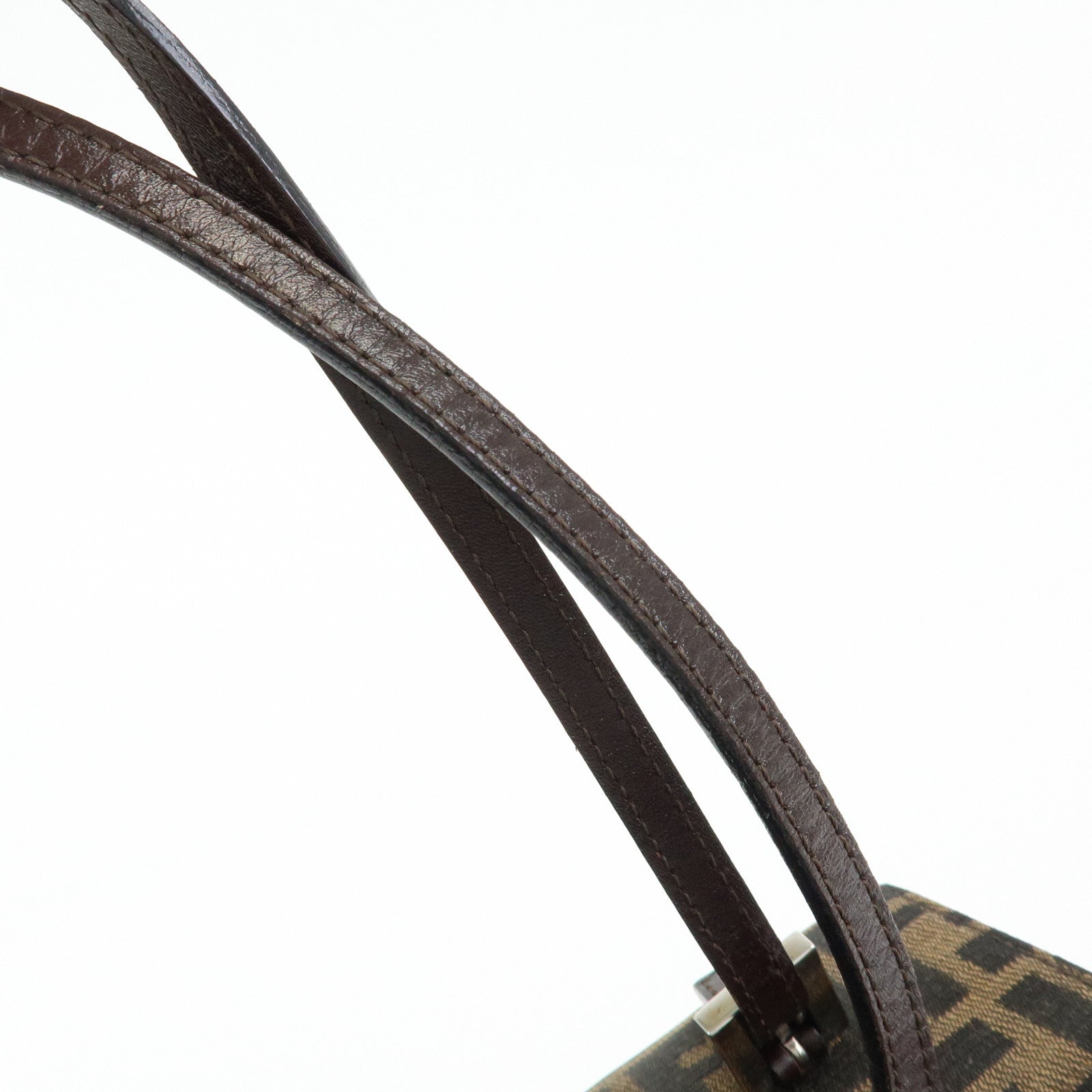 FENDI ZUCCA Canvas Leather Hand Bag Shoulder Bag Brown
