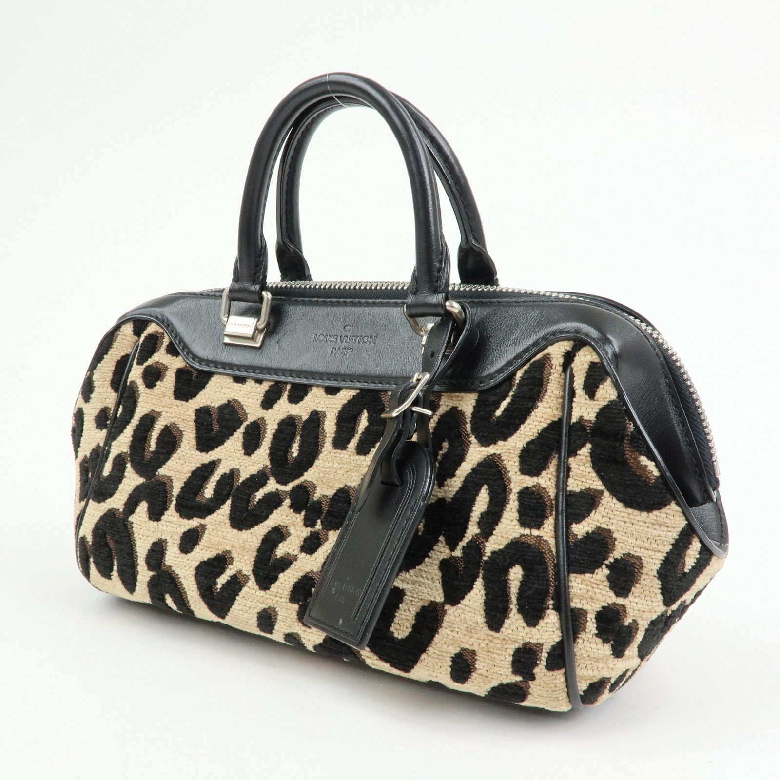 Louis Vuitton Jacquard Canvas Leather Leopard Baby Hand Bag M94257