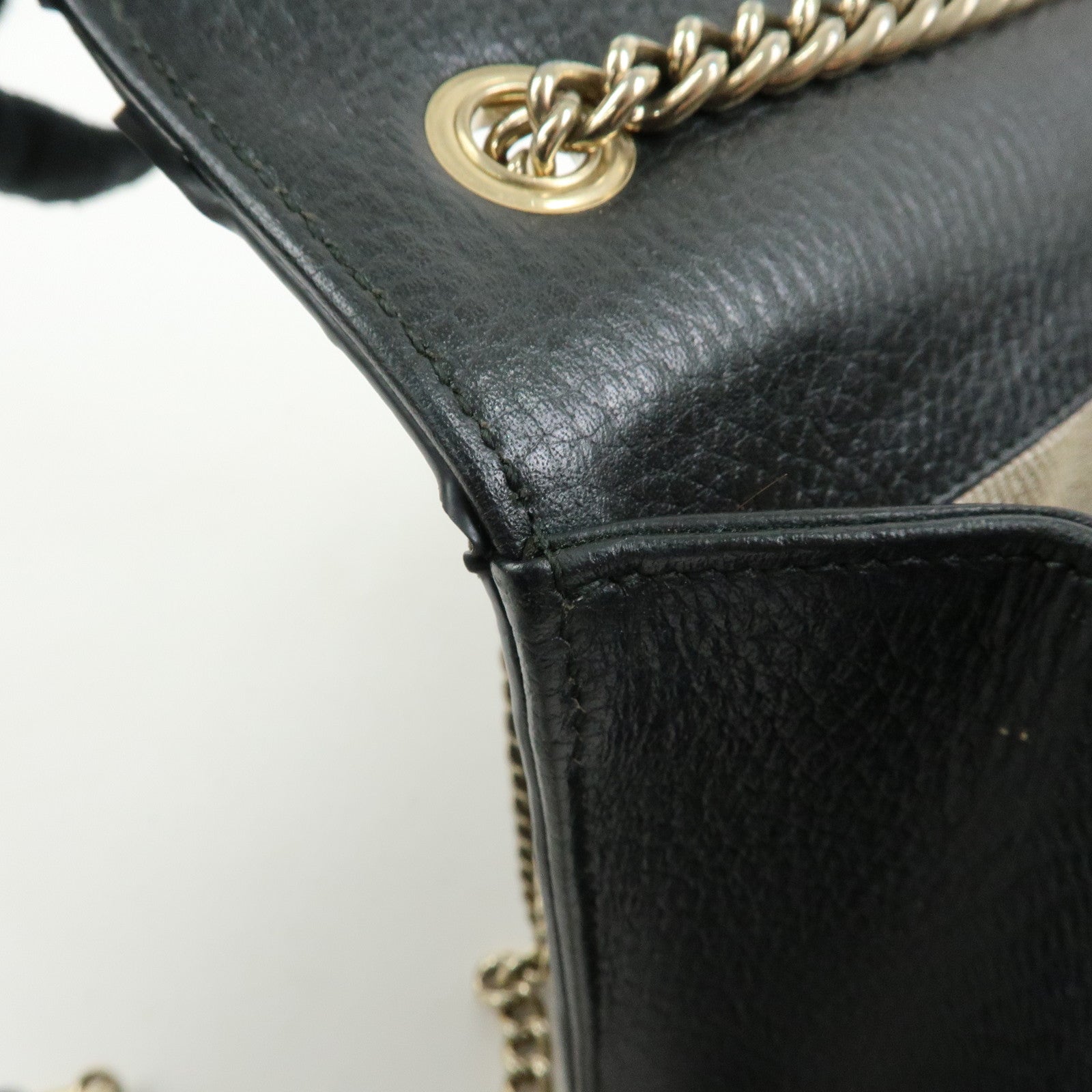 GUCCI Interlocking G Leather Chain Shoulder Bag Black 510304