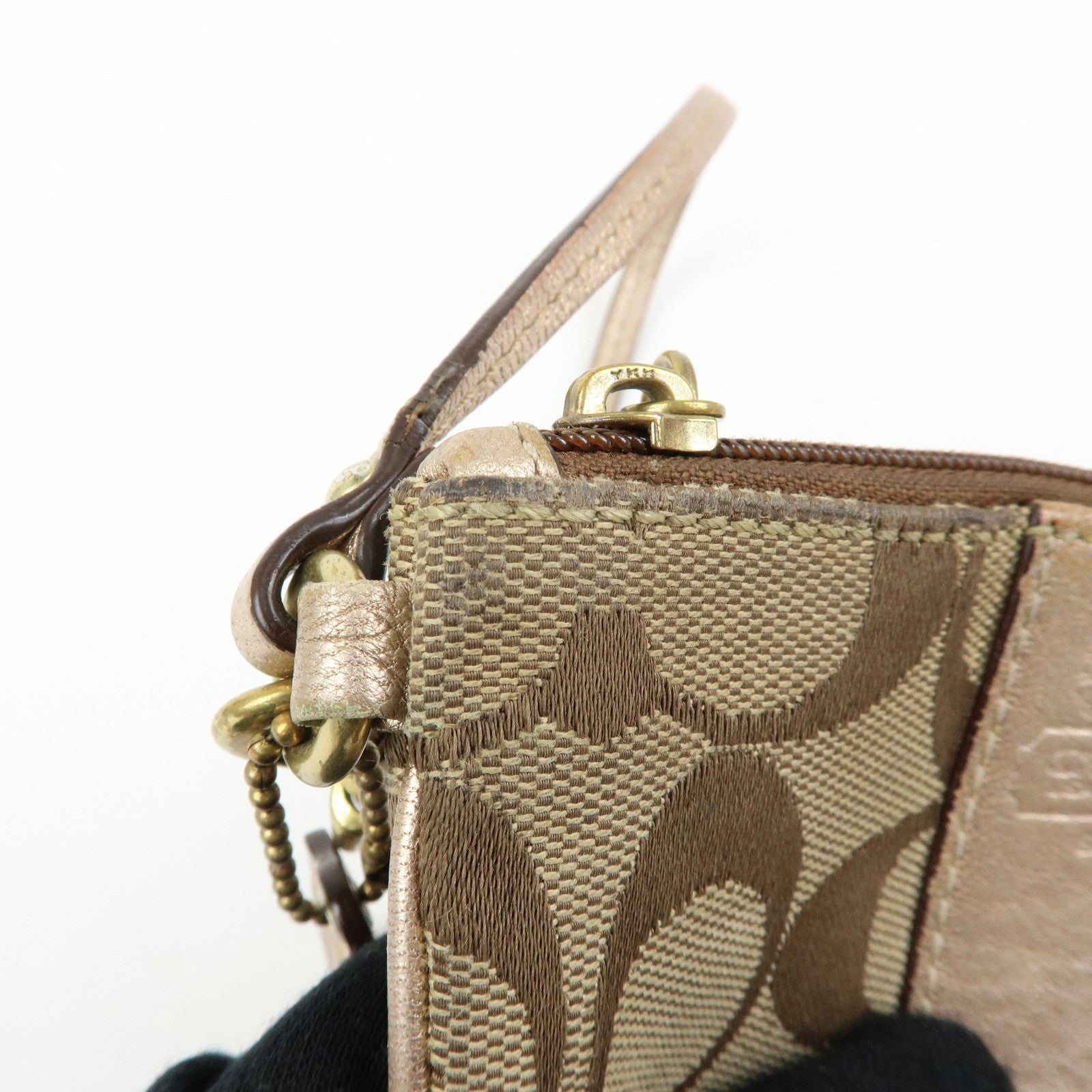 COACH Set of 3 Signature PVC Canvas Leather Key Case Pouch