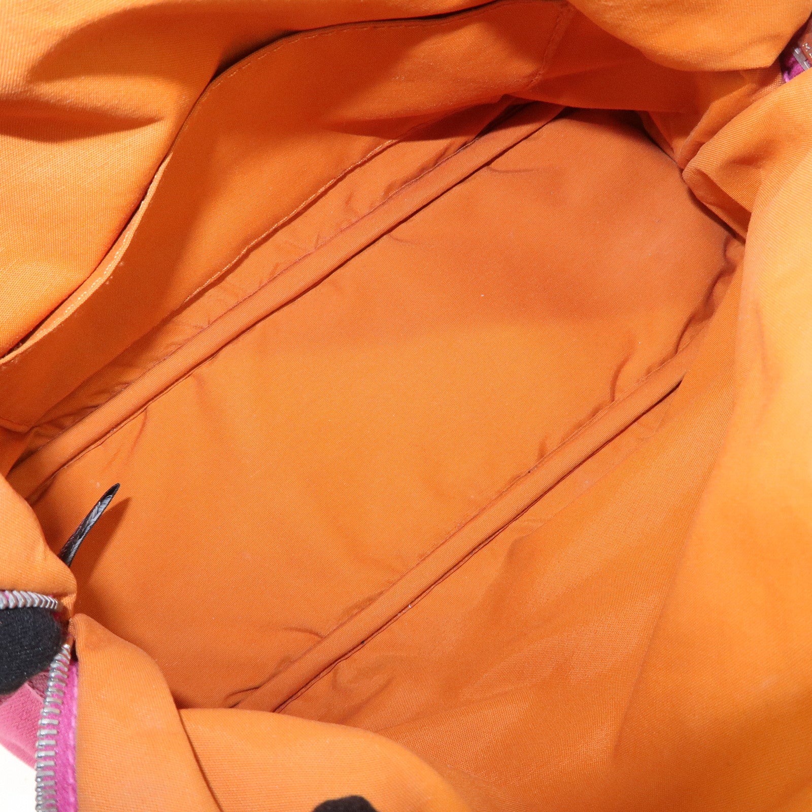 HERMES Leather Canvas Bolide Pouch Cosmetic Pouch MM Pink Used