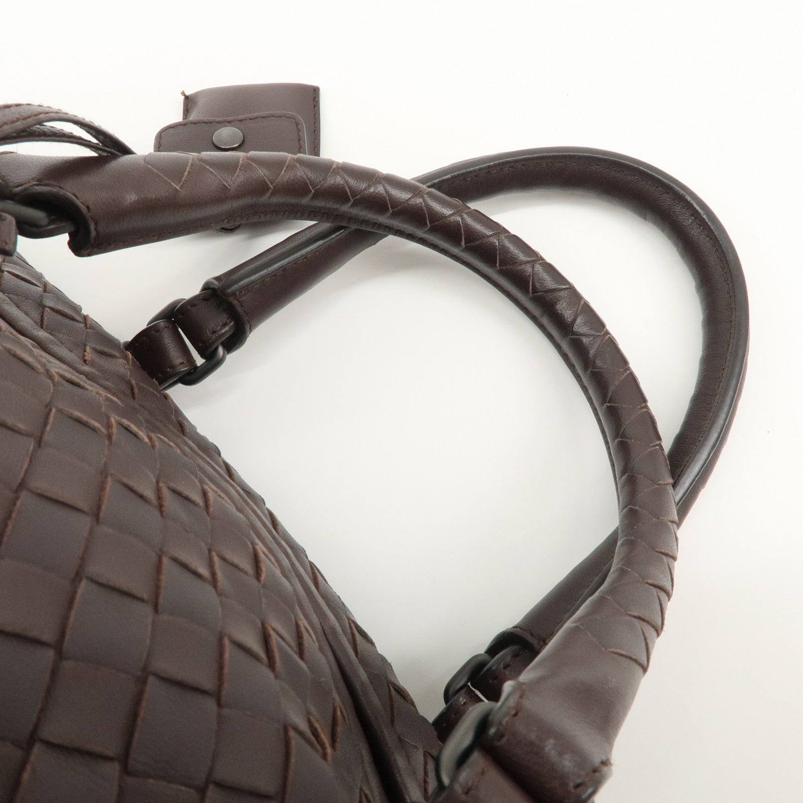 BOTTEGA VENETA Intrecciato Montaigne Leather Boston Bag Brown 173398 Used