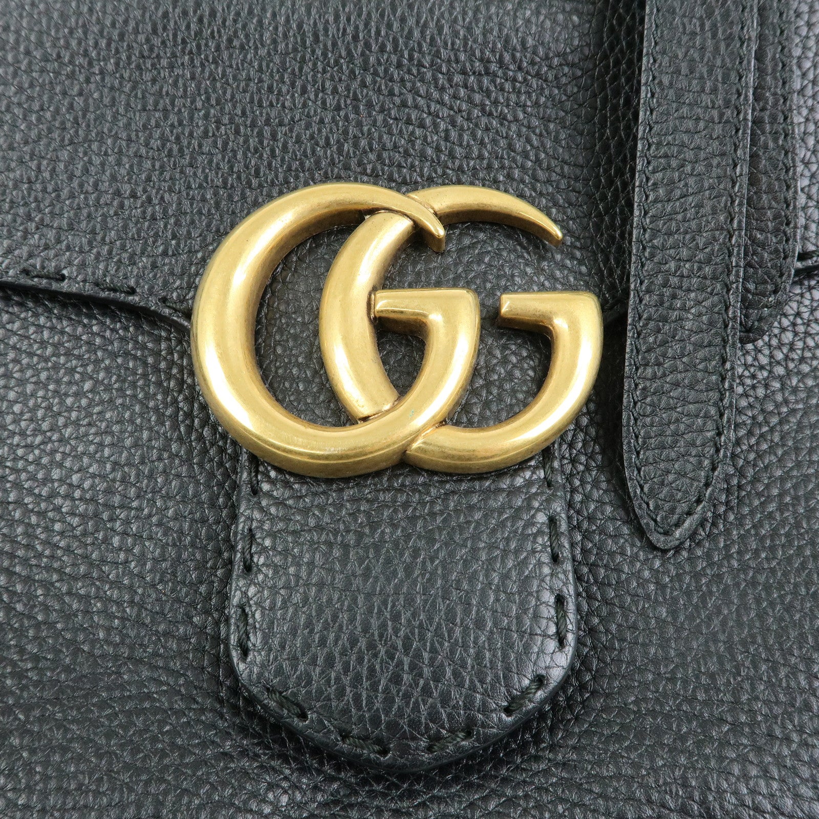 GUCCI Double G Calf Leather 2Way Bag Shoulder Bag Black 421890