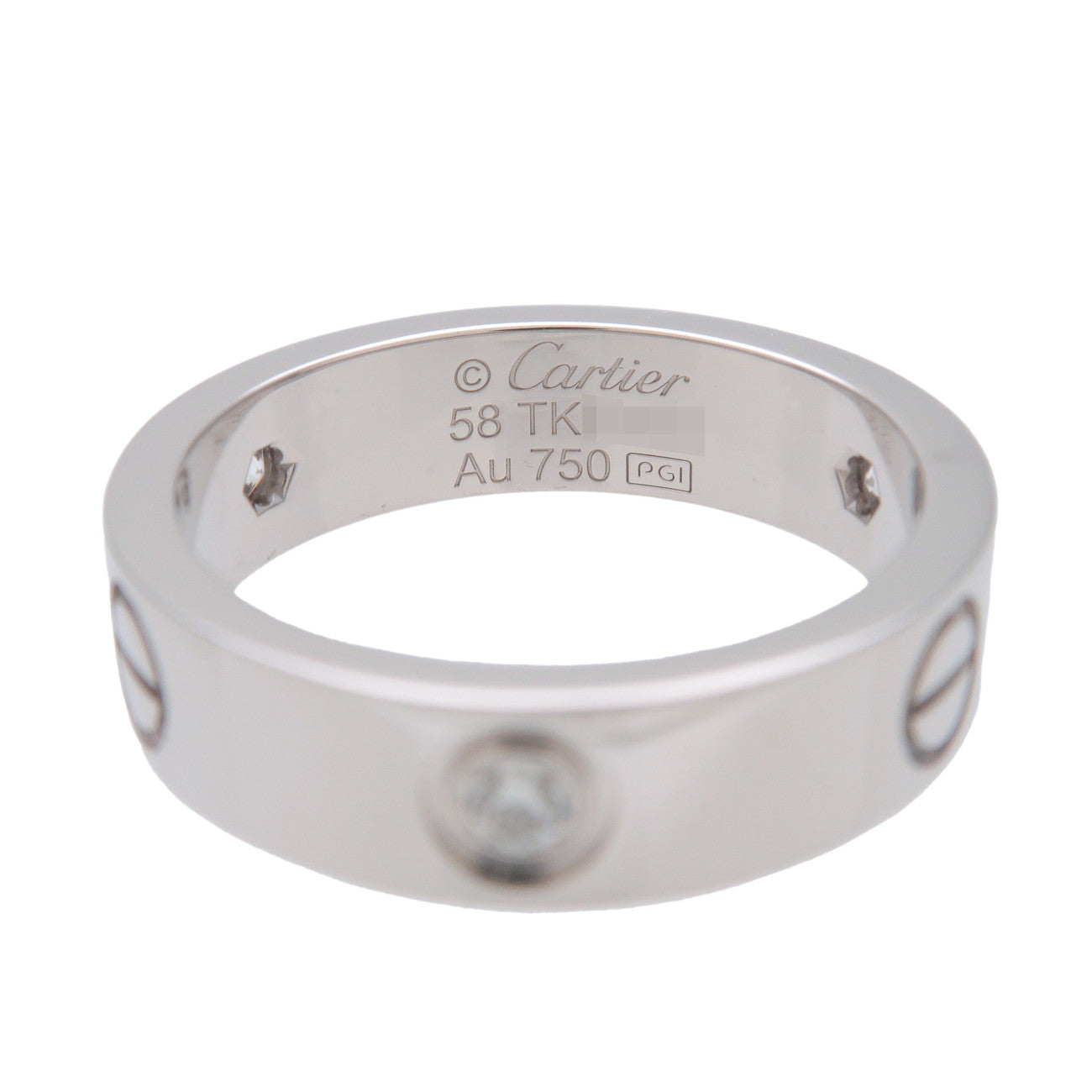 Cartier Love Ring Half Diamond 3P K18WG 750WG White Gold #58 US8.5