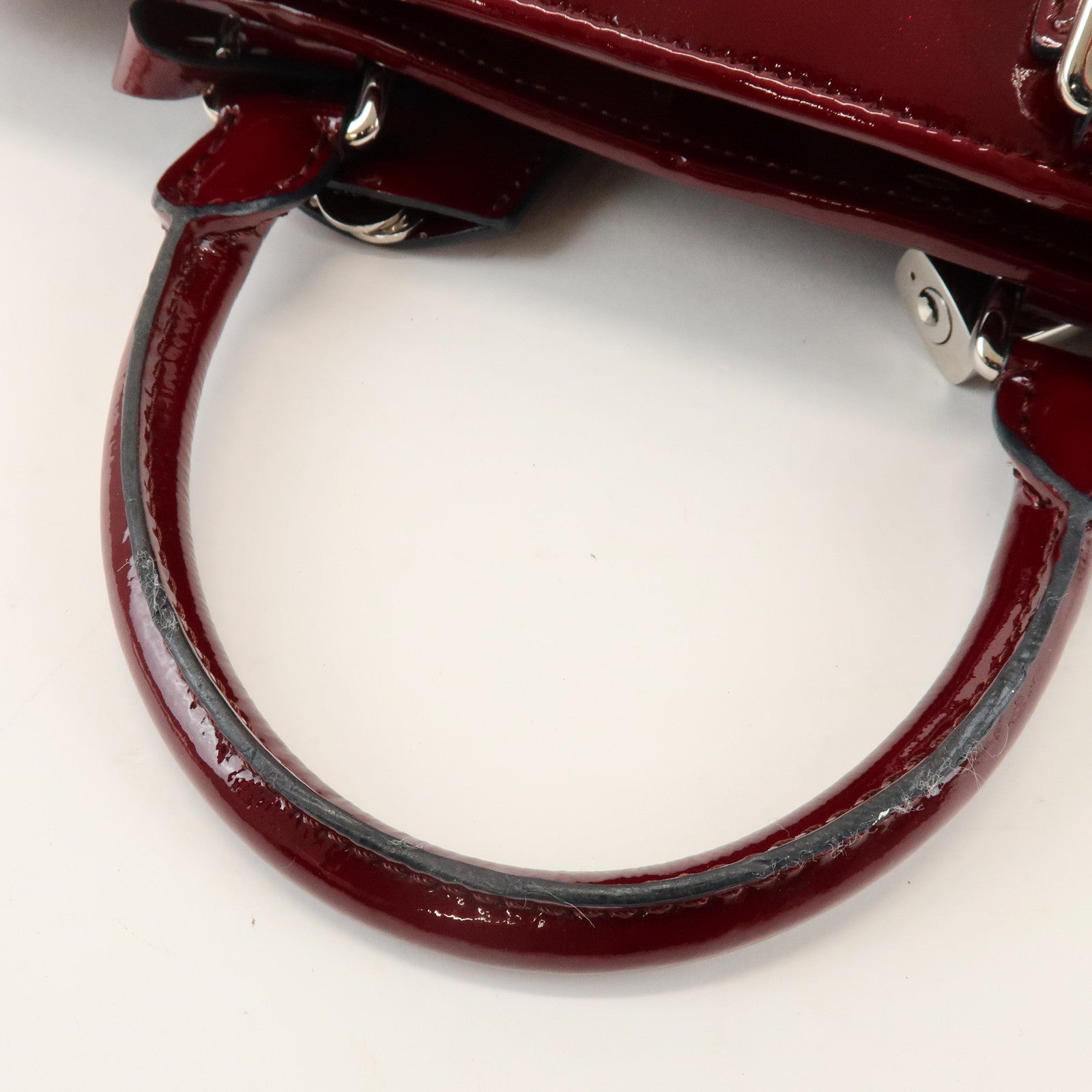 LOEWE Anagram Amazona 32 Patent Leather Hand Bag Burgundy