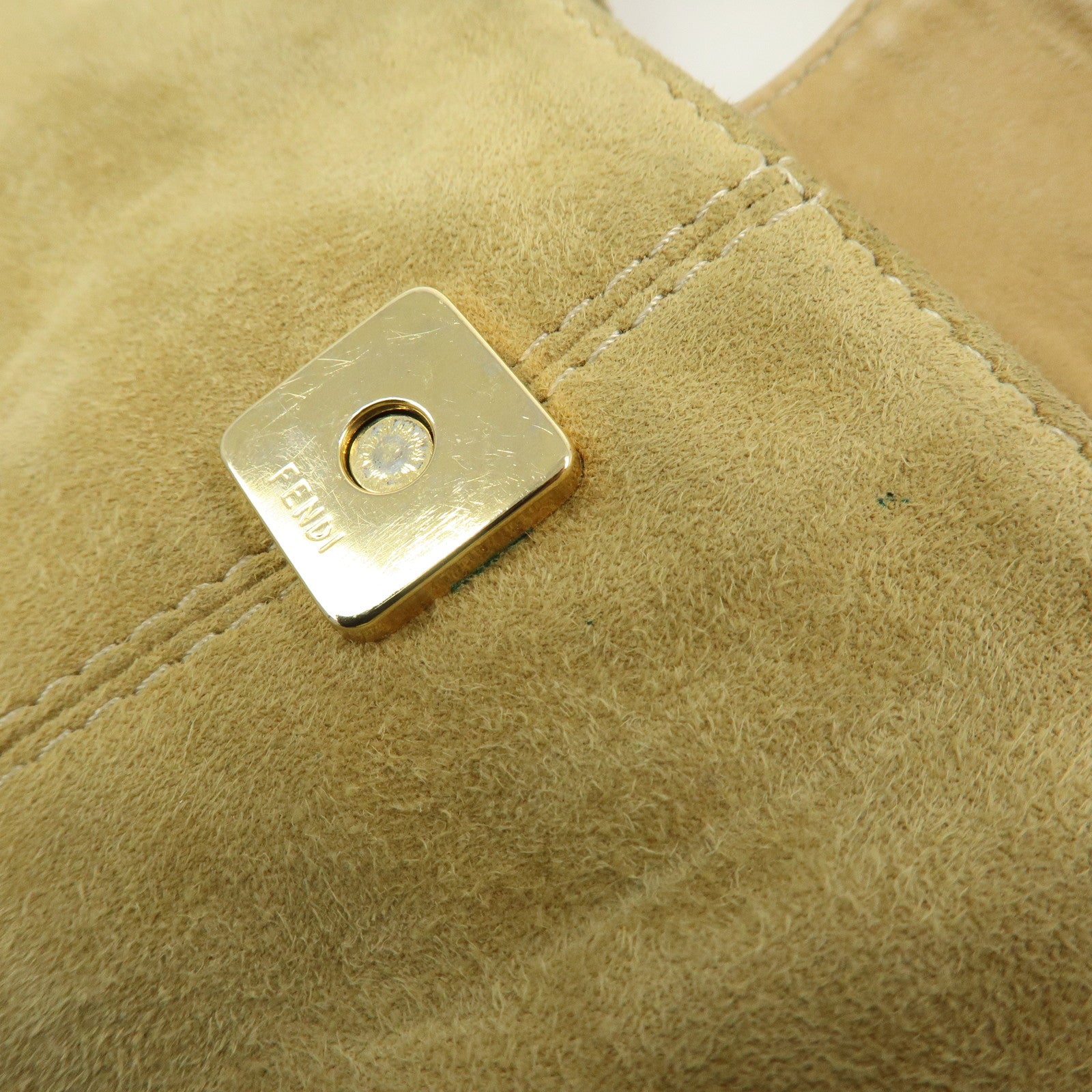 FENDI Suede Leather Shoulder Bag Hand Bag Yellow Beige 26569