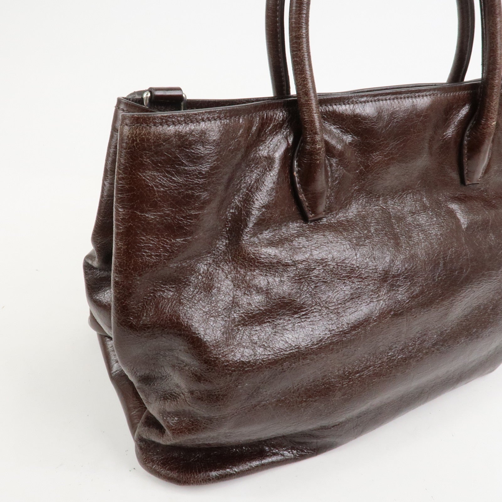 MIU MIU Leather 2Way Shoulder Bag Hand Bag Tote Bag Brown RN1028