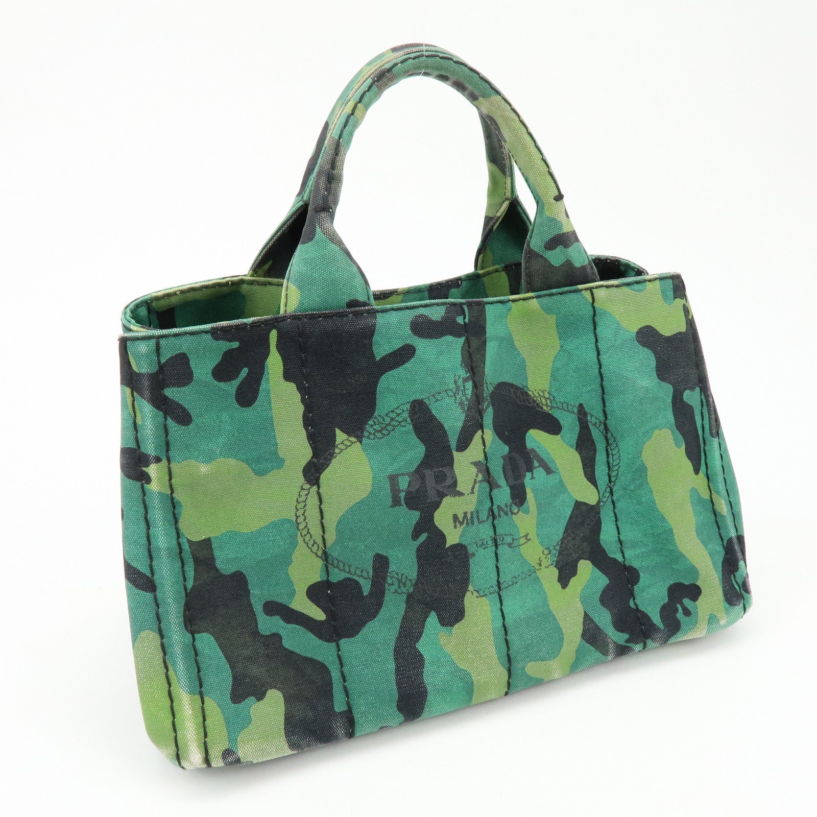 PRADA Canapa Triangle Logo Canvas 2Way Hand Bag Shoulder Bag B2642B