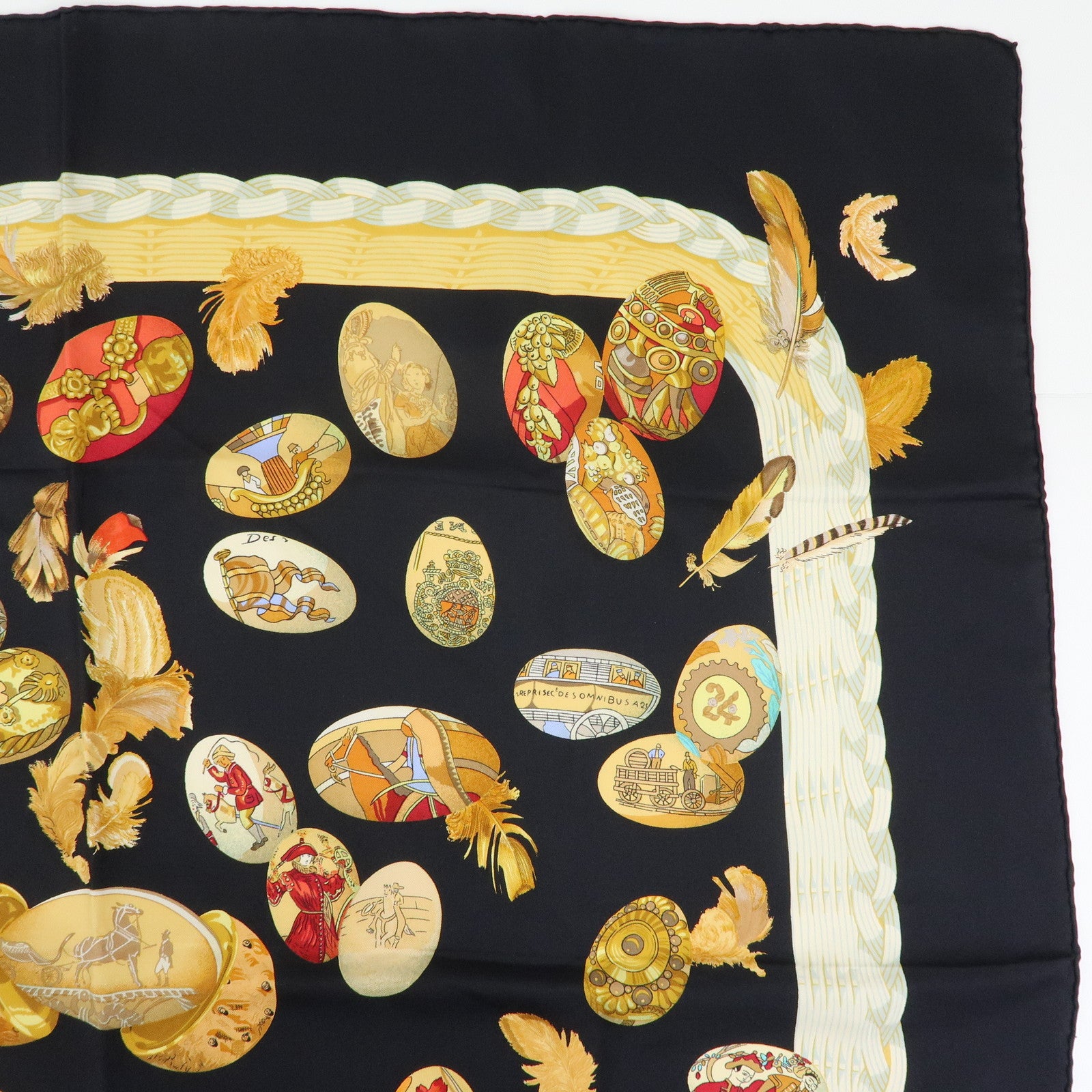 HERMES Carre 90 Silk 100% Scarf COUVEE D HERMES Black