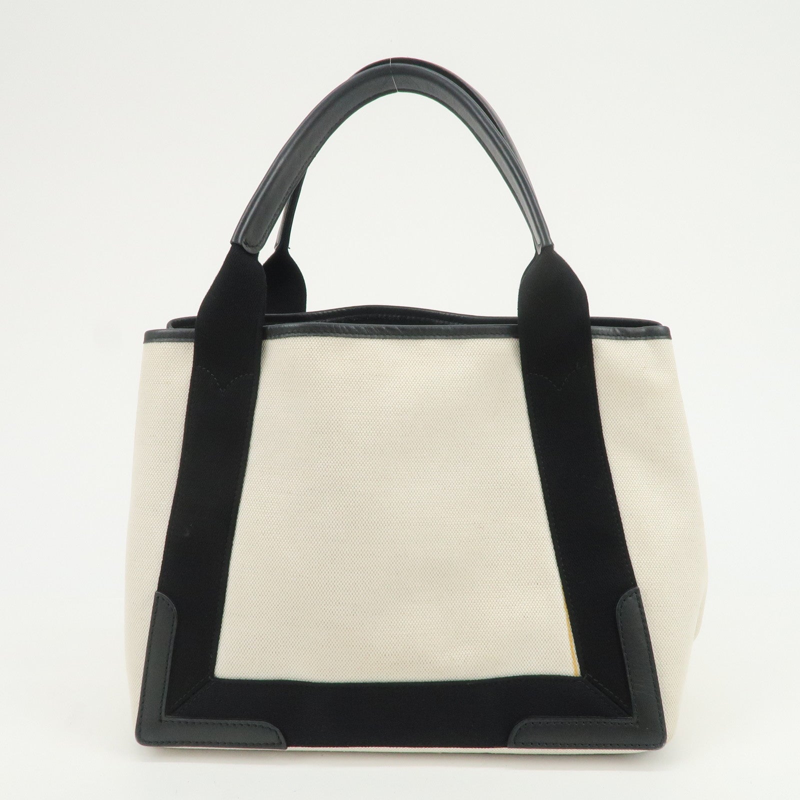 BALENCIAGA Navy Cabas S Cotton Calf Skin Tote Bag Hand Bag 339933