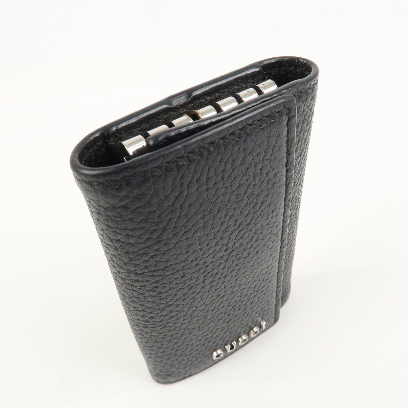 GUCCI Logo Leather 6 Rings Key Case Key Holder Black 771156