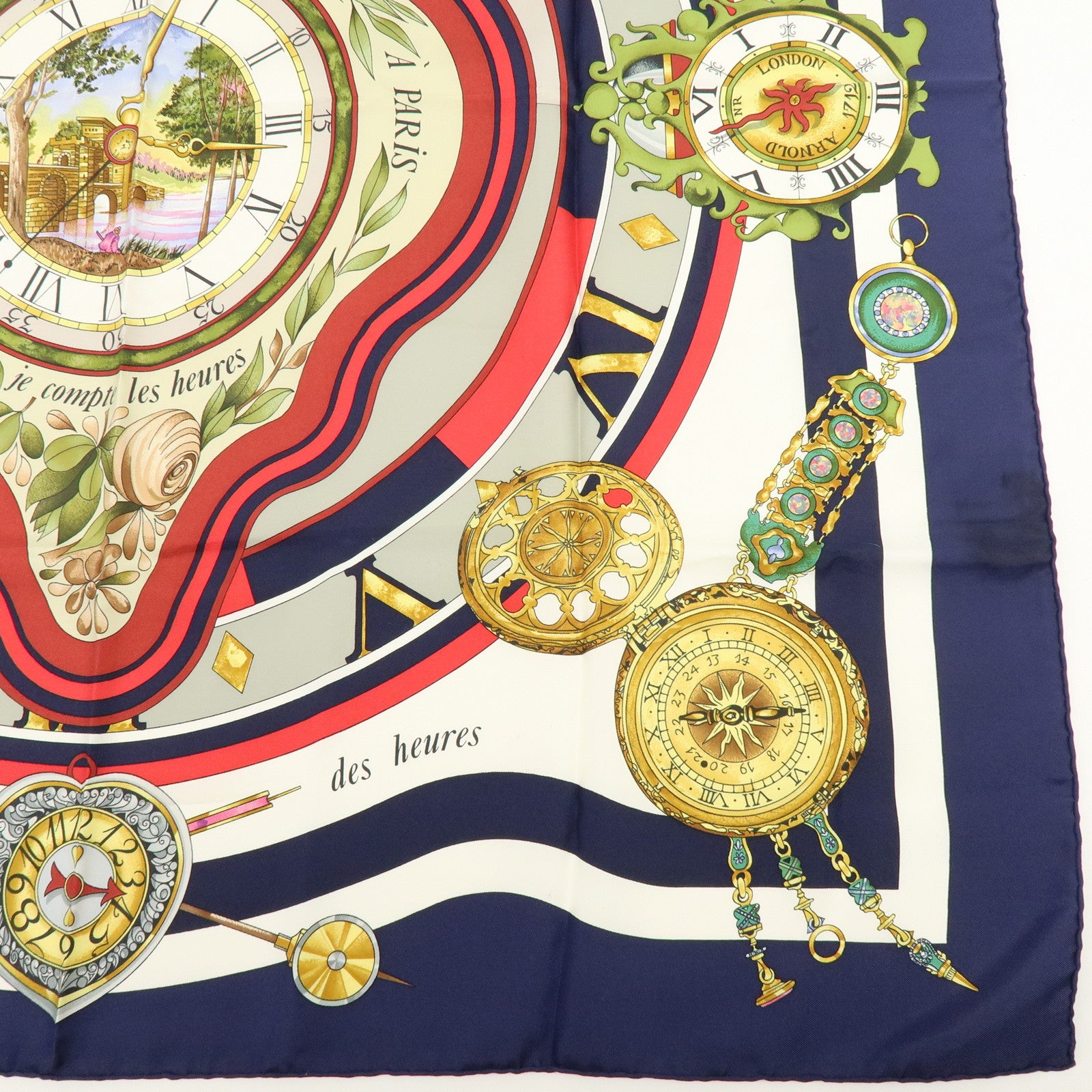 HERMES Carre90 Silk100% Parmi les fleurs je compte les heures Scarf