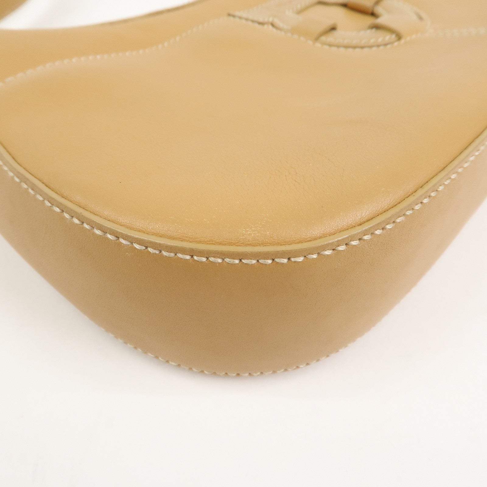 Ferragamo Gancini Leather Shoulder Bag Hand Bag Light Brown