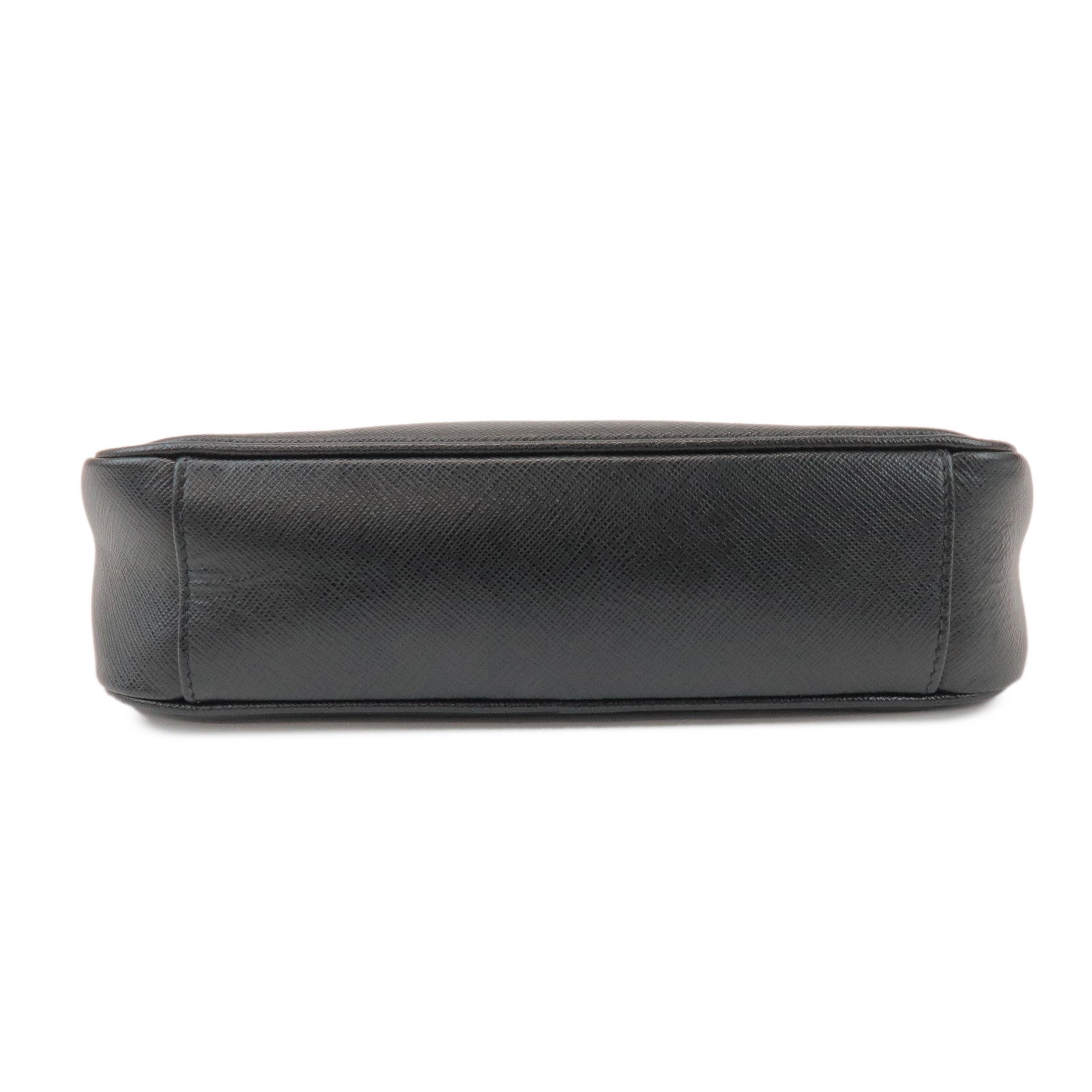 PRADA Triangle Logo Saffiano Leather 2Way Shoulder Bag Black 1BH204