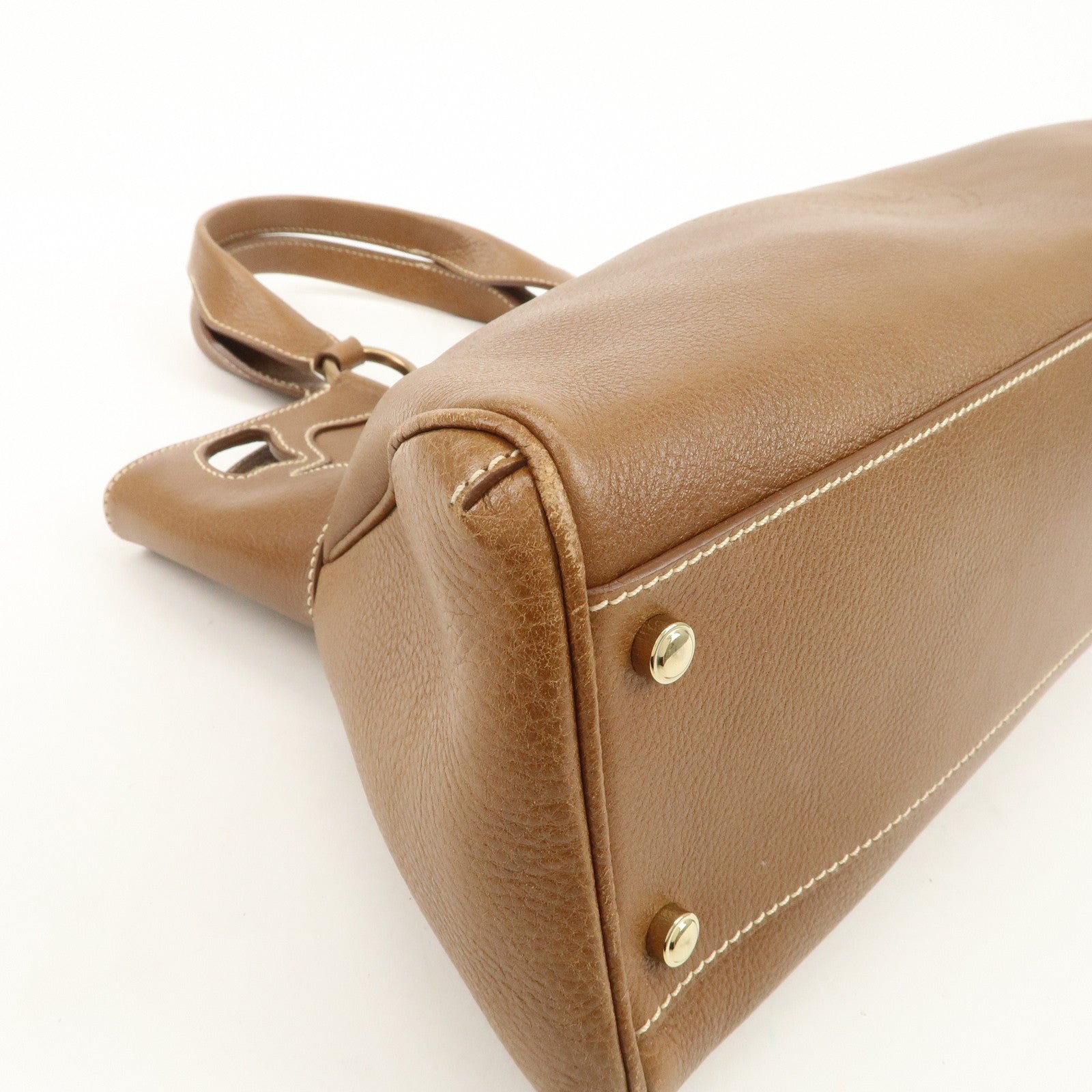 Cartier Must Line Marcello Leather Hand Bag Tote Bag Brown