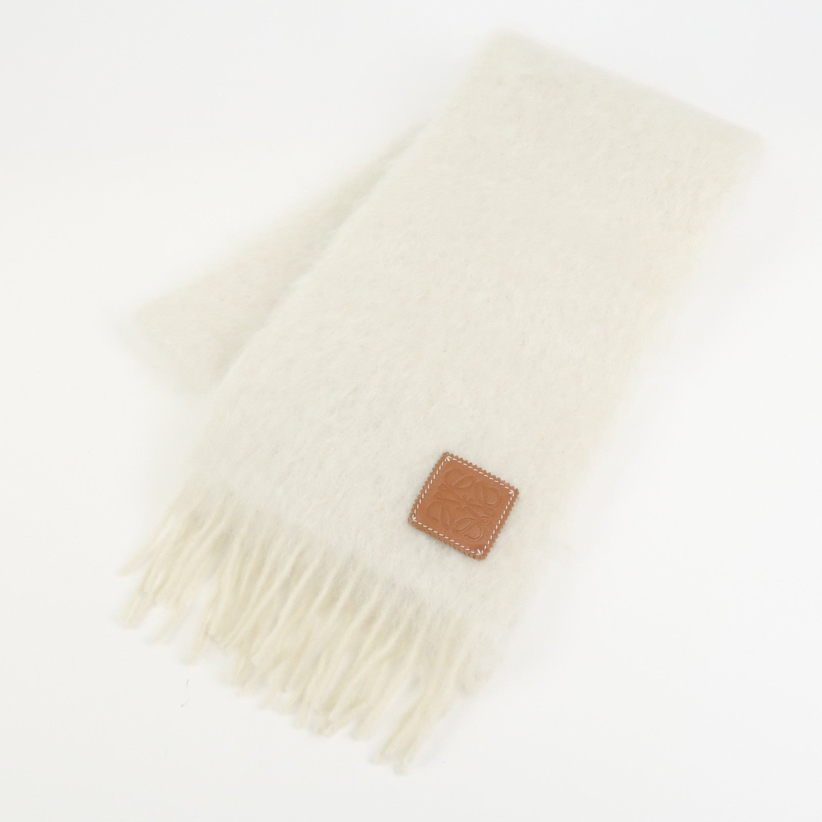 LOEWE Anagram Wool Scarf Stole Muffler Ivory