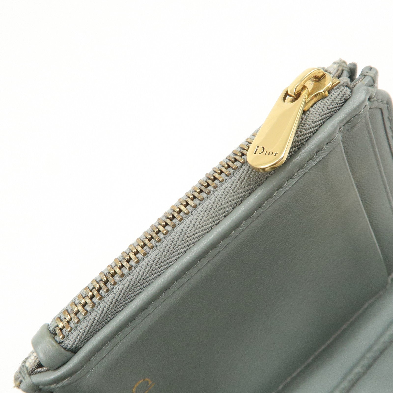 Christian Dior Oblique Jacquard Saddle Lotus Wallet Gray