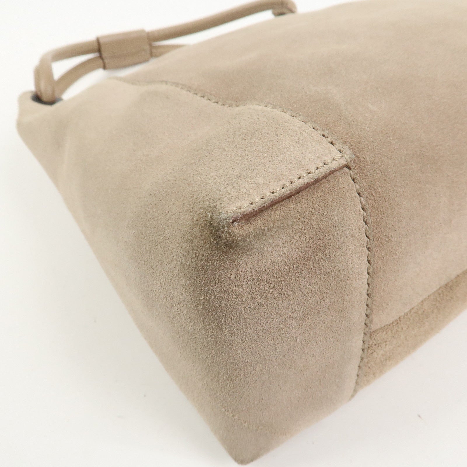 GUCCI Logo Suede Shoulder Bag Hand Bag Beige 101333