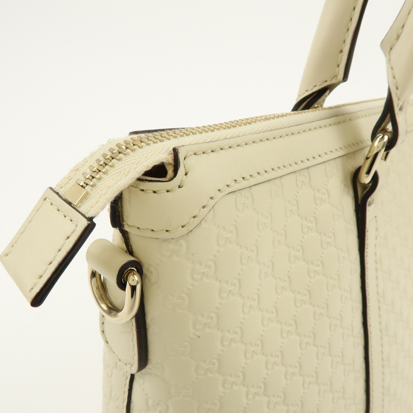 GUCCI Microguccissima Leather 2Way Bag Hand Bag Ivory 449656