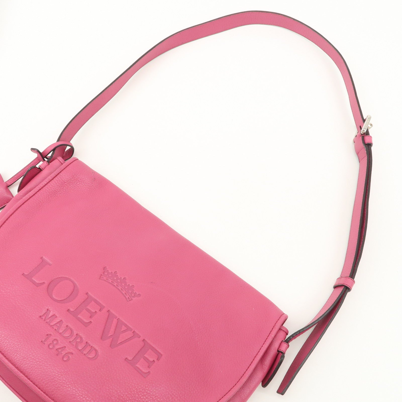 LOEWE Heritage Leather Shoulder Bag Crossbody Bag Pink
