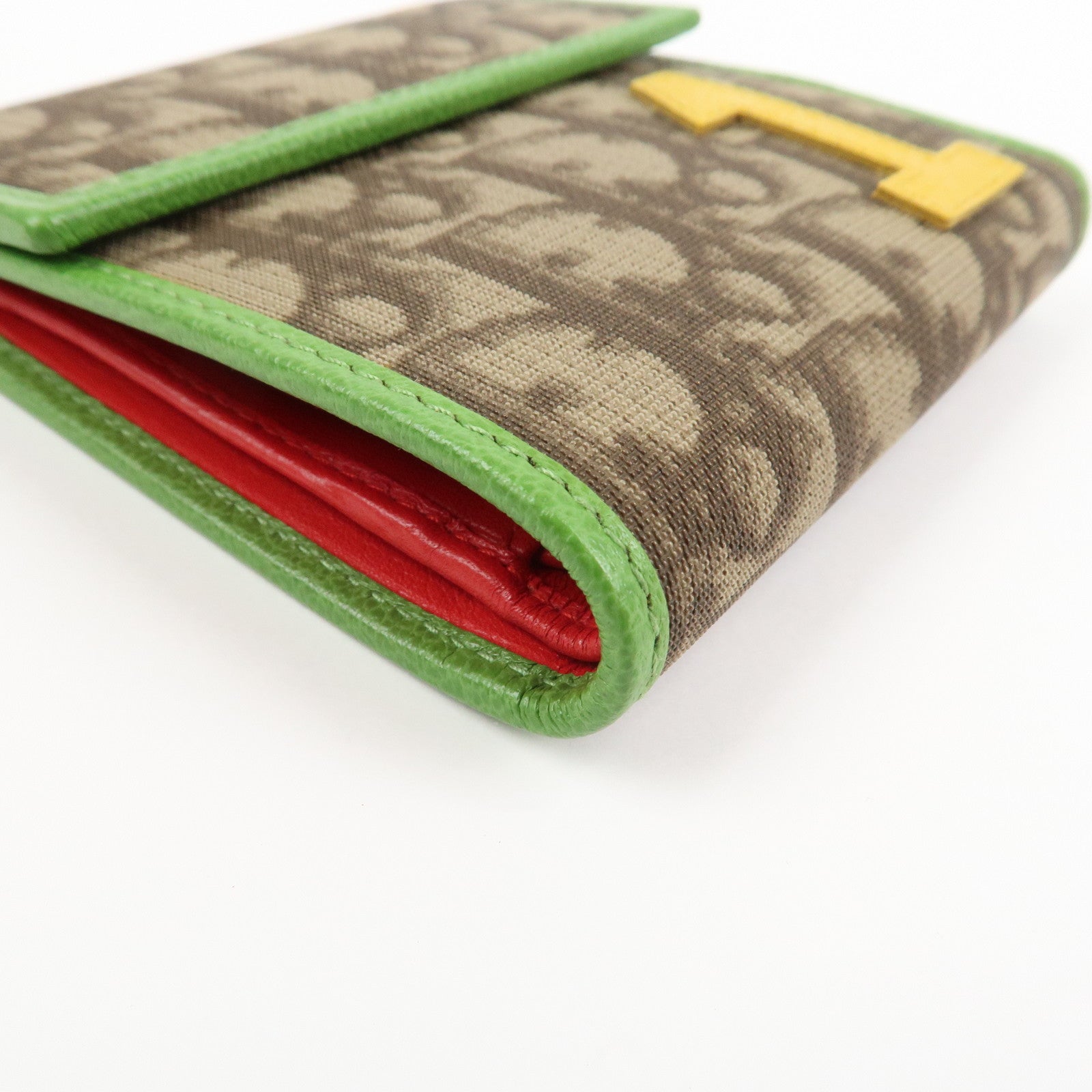 Christian Dior Rasta Trotter PVC Leather Compact Wallet Brown Green