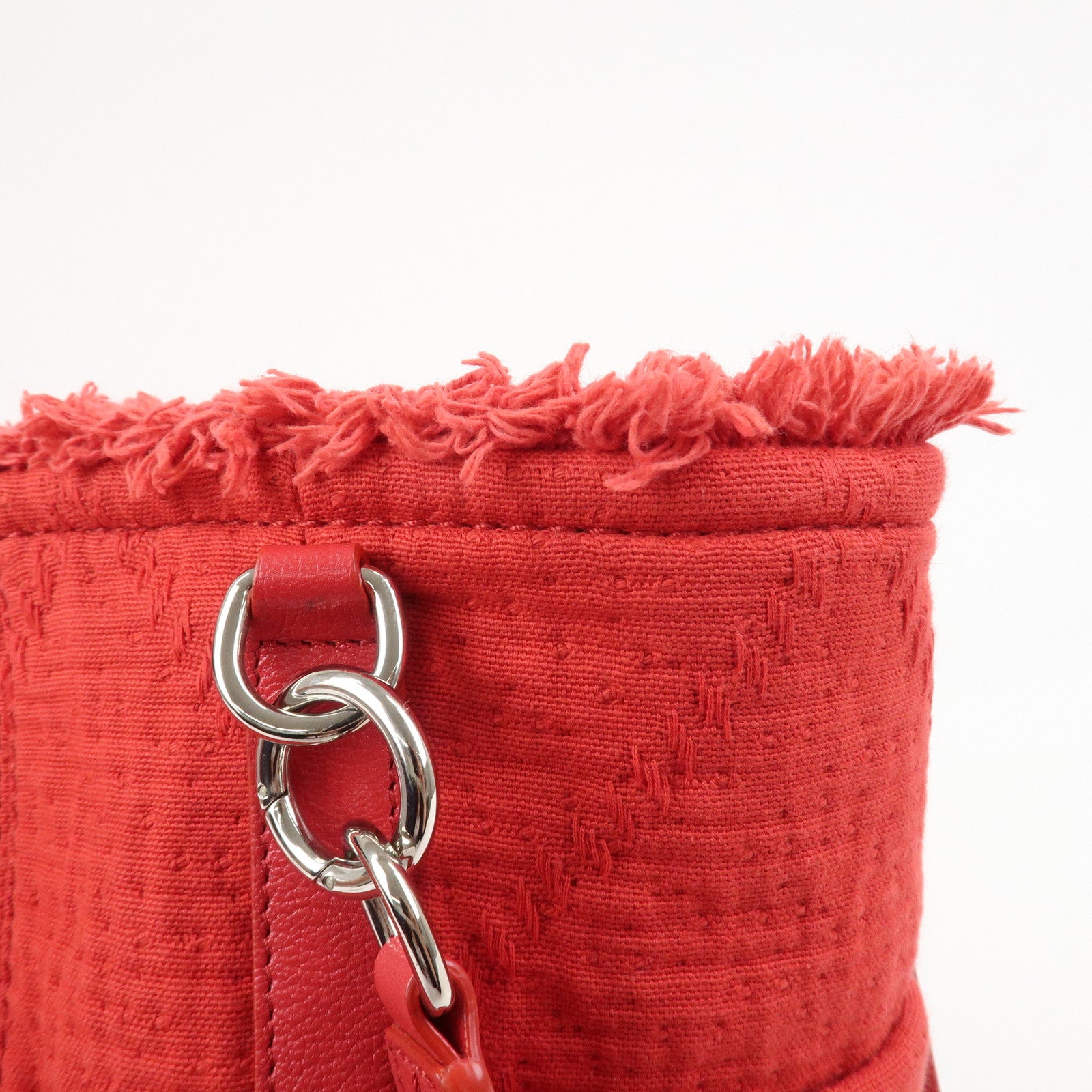 CHANEL COCO Mark Canvas Calf Leather Shopping Bag Large Red A57168