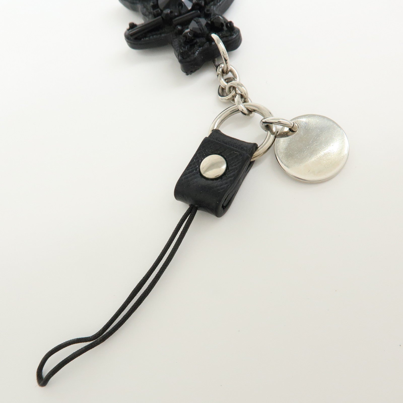 PRADA Triangle Logo Set of 4 Metal Key Case Bag Charm Black Gold