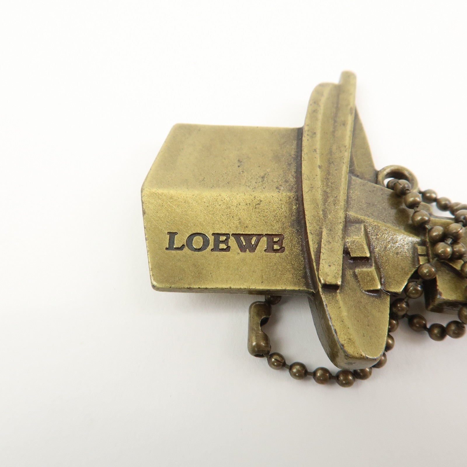LOEWE Rabbit Motif Logo Metal Bag Charm Key Chain Gold