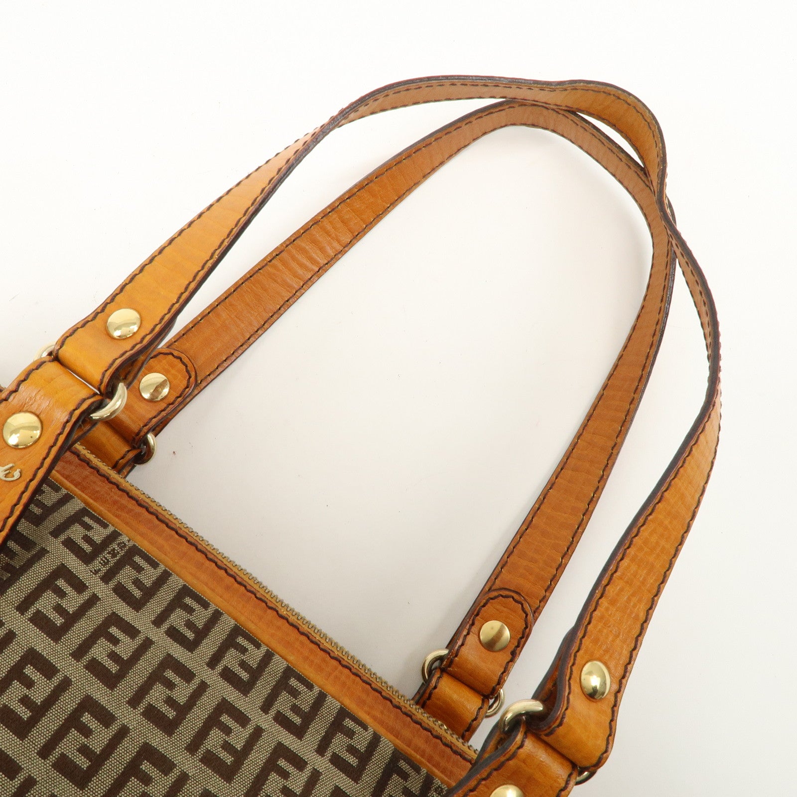 FENDI Zucchino Canvas Shoulder Bag Shoulder Bag Brown 8BN161