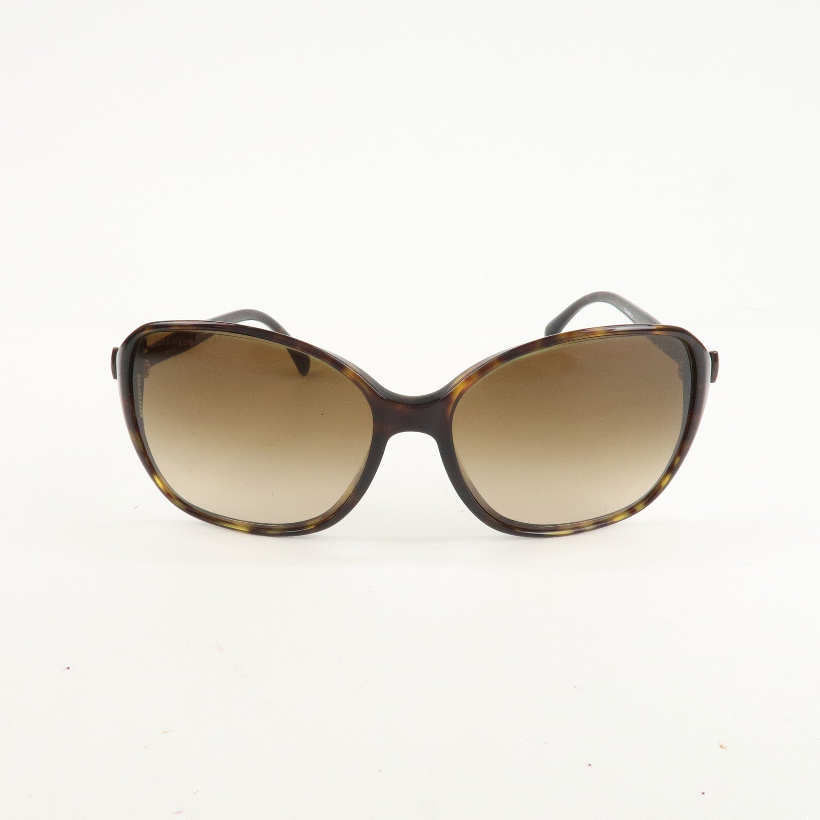 CHANEL Plastic Coco Mark Sunglasses Brown Ribbon Used