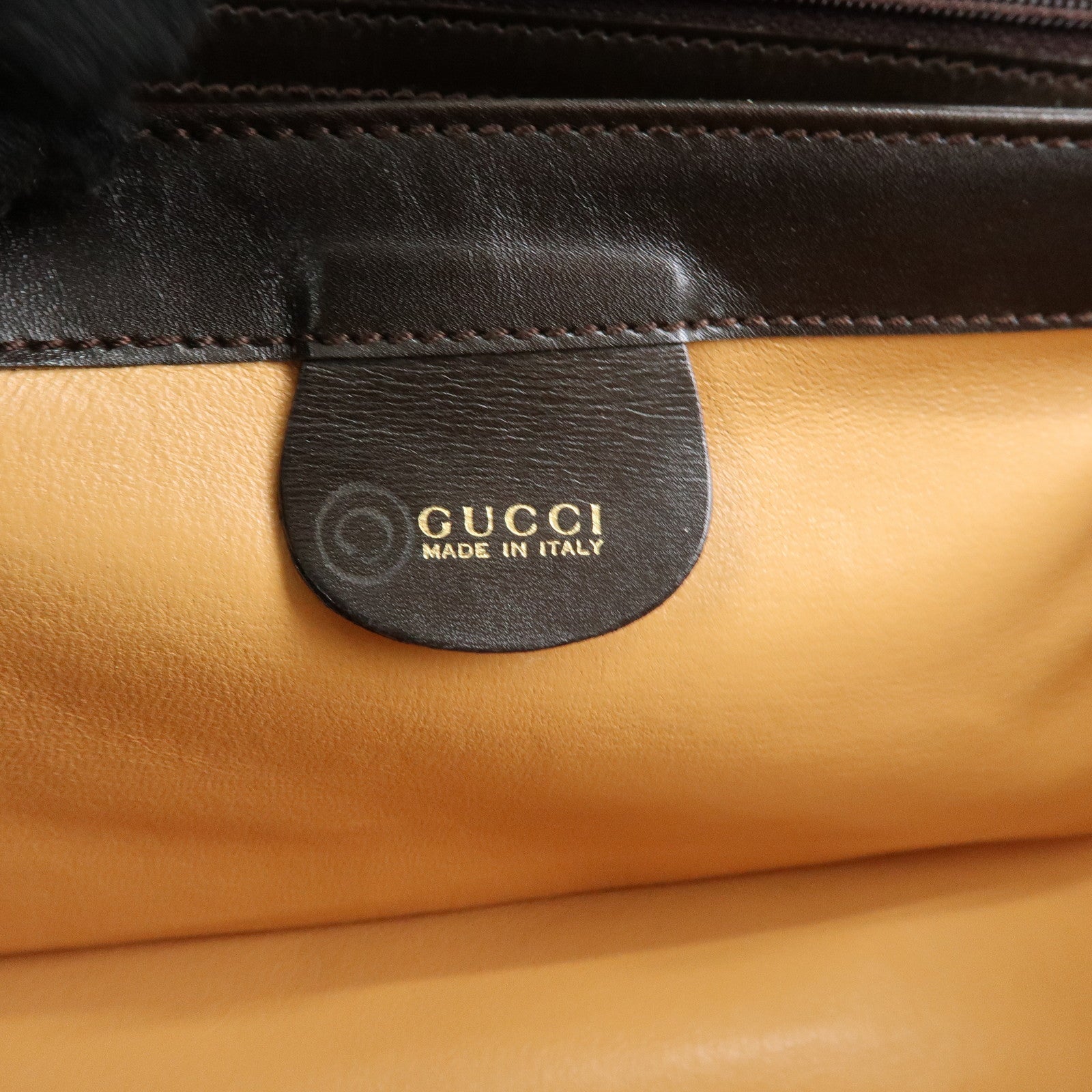 GUCCI Leather Hand Bag Dark Brown 000・1448・0539