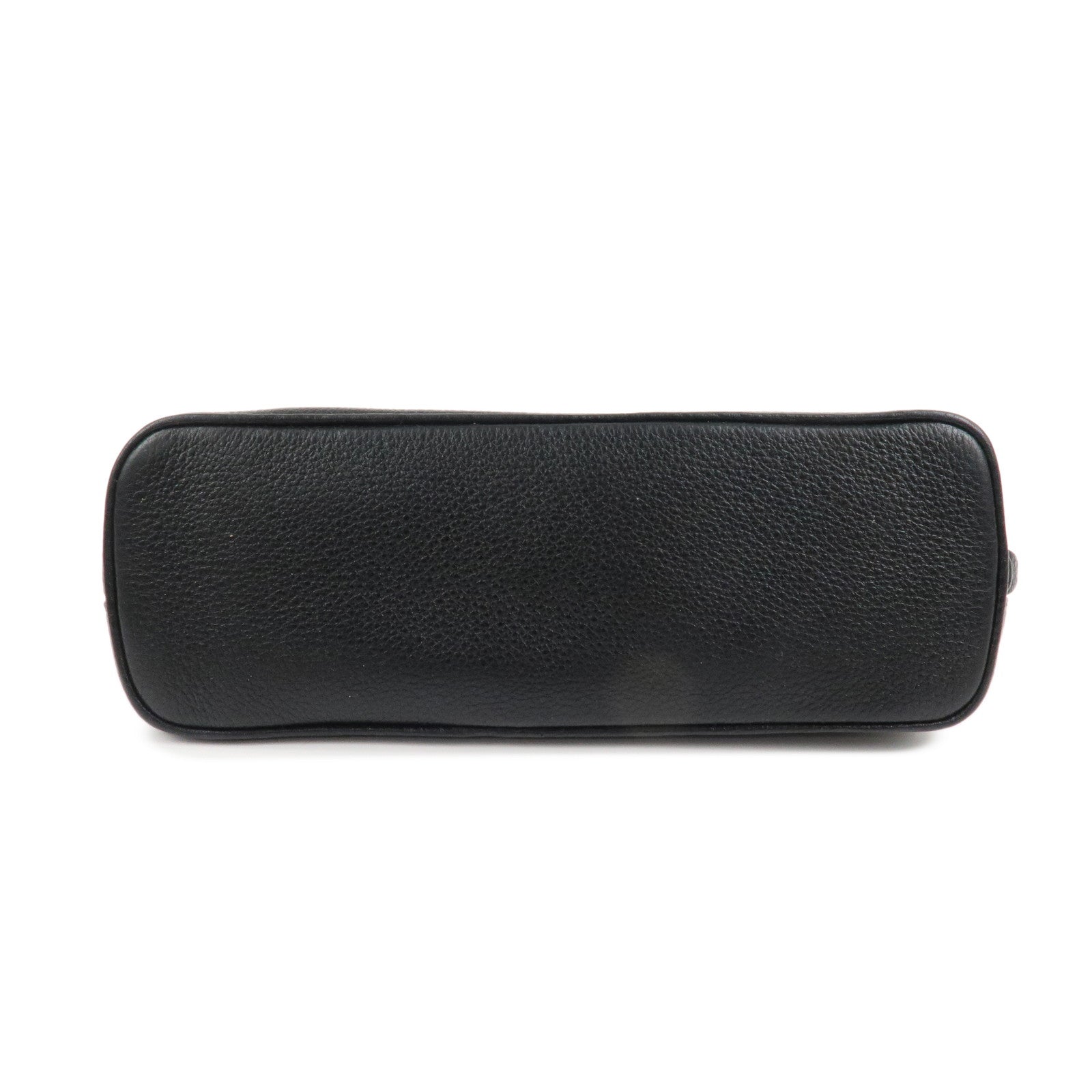 PRADA Logo Vitello Daino Leather Cosmetic Pouch Black 1NA024