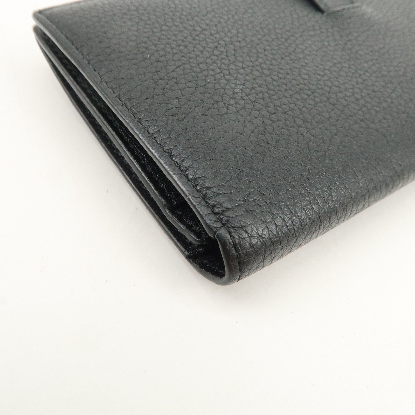 LOEWE Logo Leather Bi-fold Long Wallet Black 062047