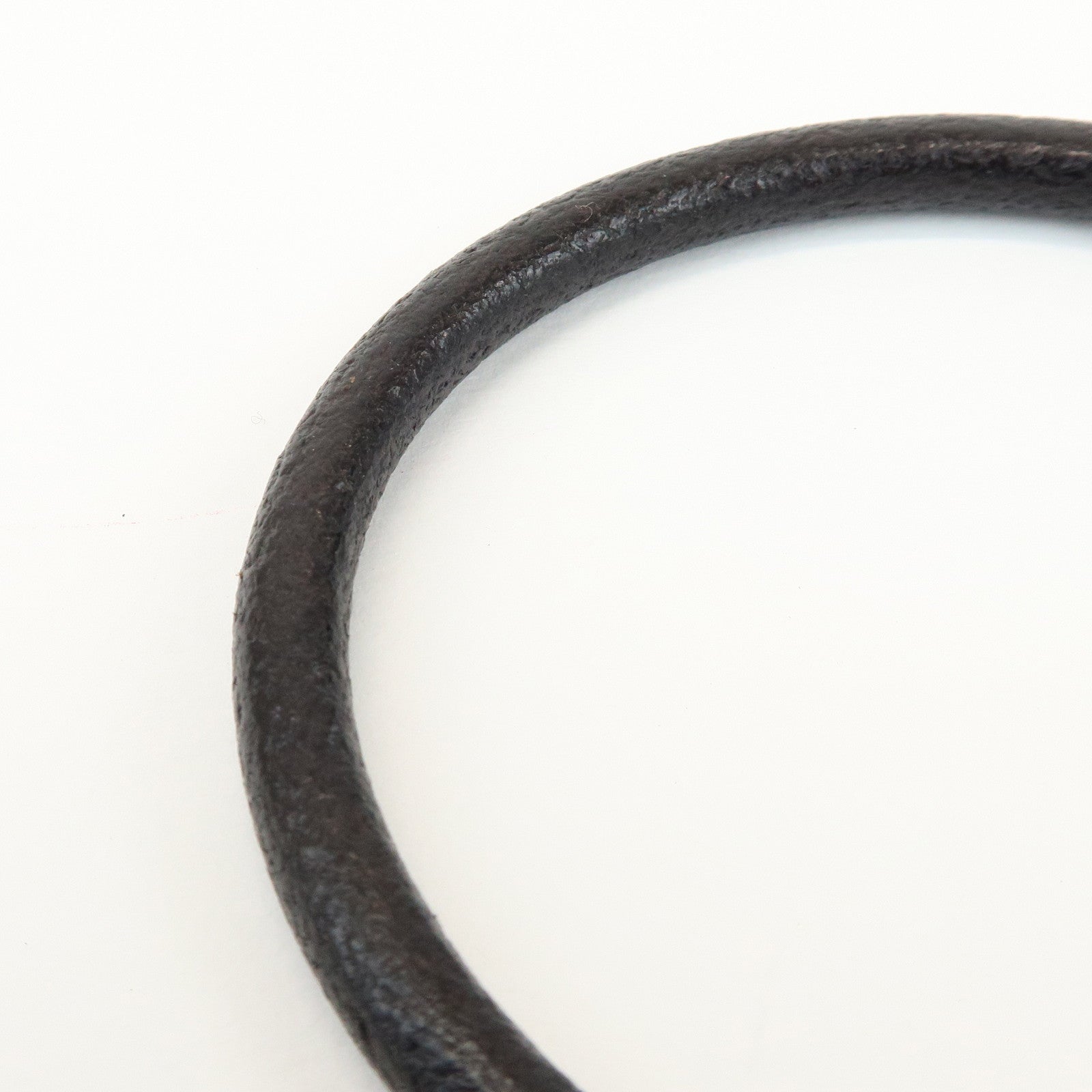 SAINT LAURENT Leather Metal Cassandre Bracelet Black