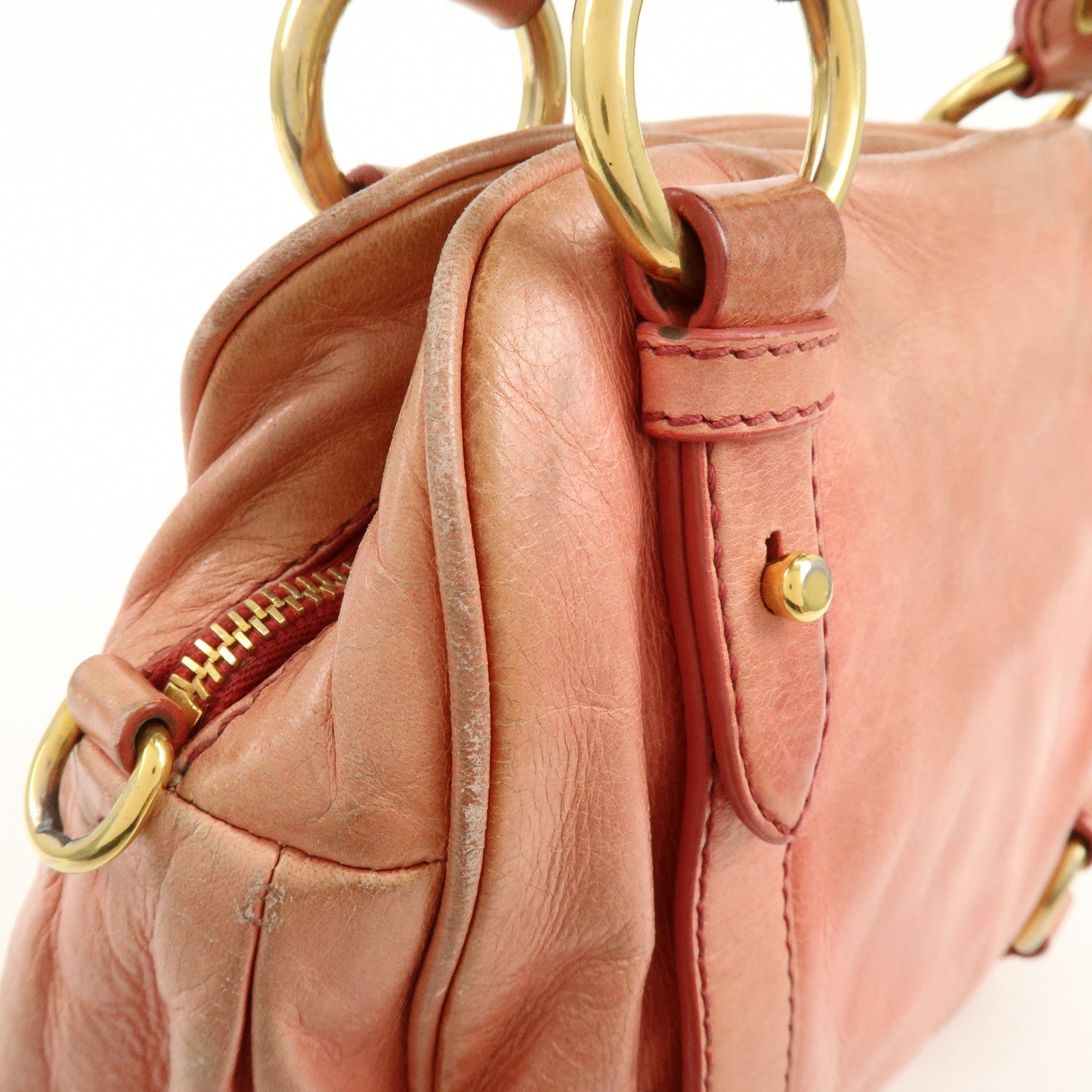 MIU MIU Leather 2Way Bag Hand Bag Shoulder Bag Pink