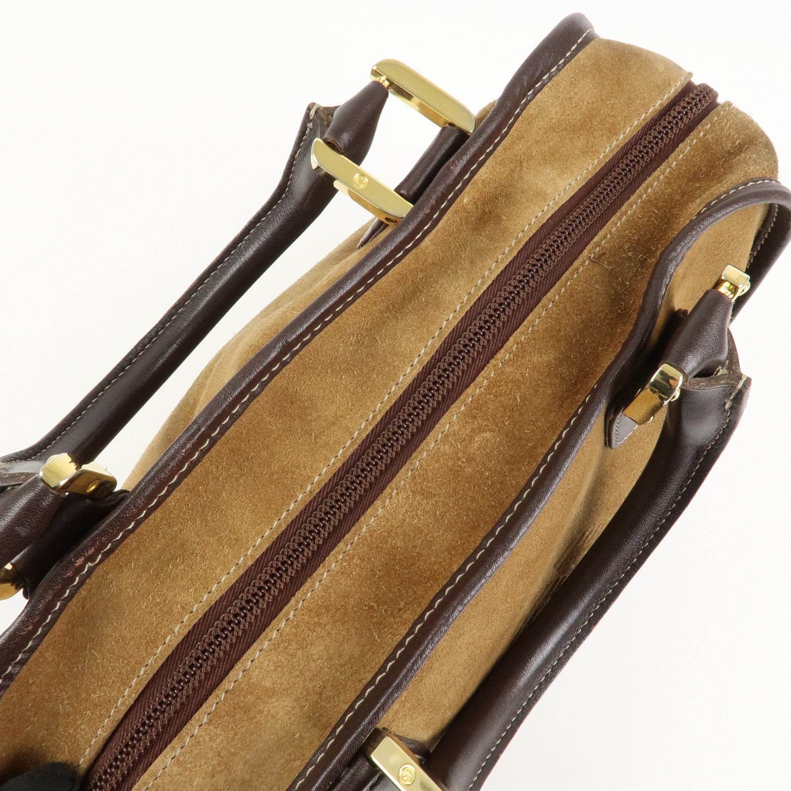 LOEWE Anagram Suede Leather Amazona 35 Brown Hand Bag Boston Bag Used