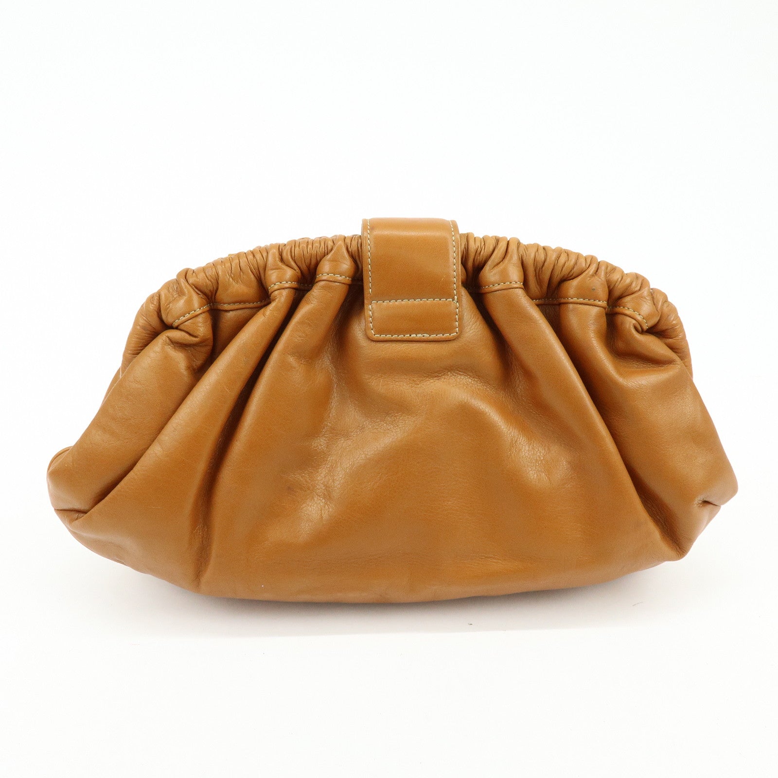 CELINE Leather 2Way Shoulder Bag Clutch Bag Brown