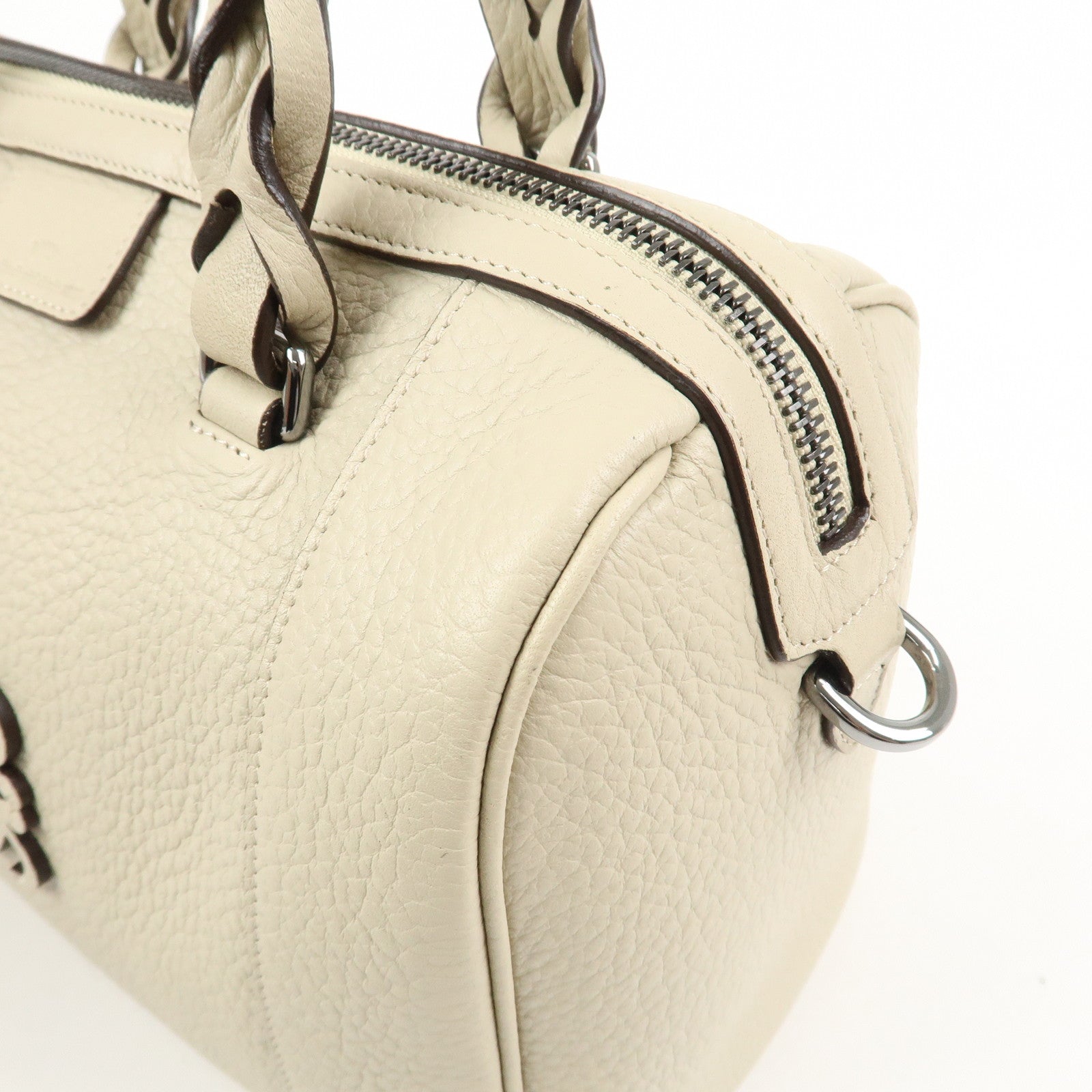 LOEWE Anagram Leather 2Way Bag Shoulder Bag Hand Bag Ivory