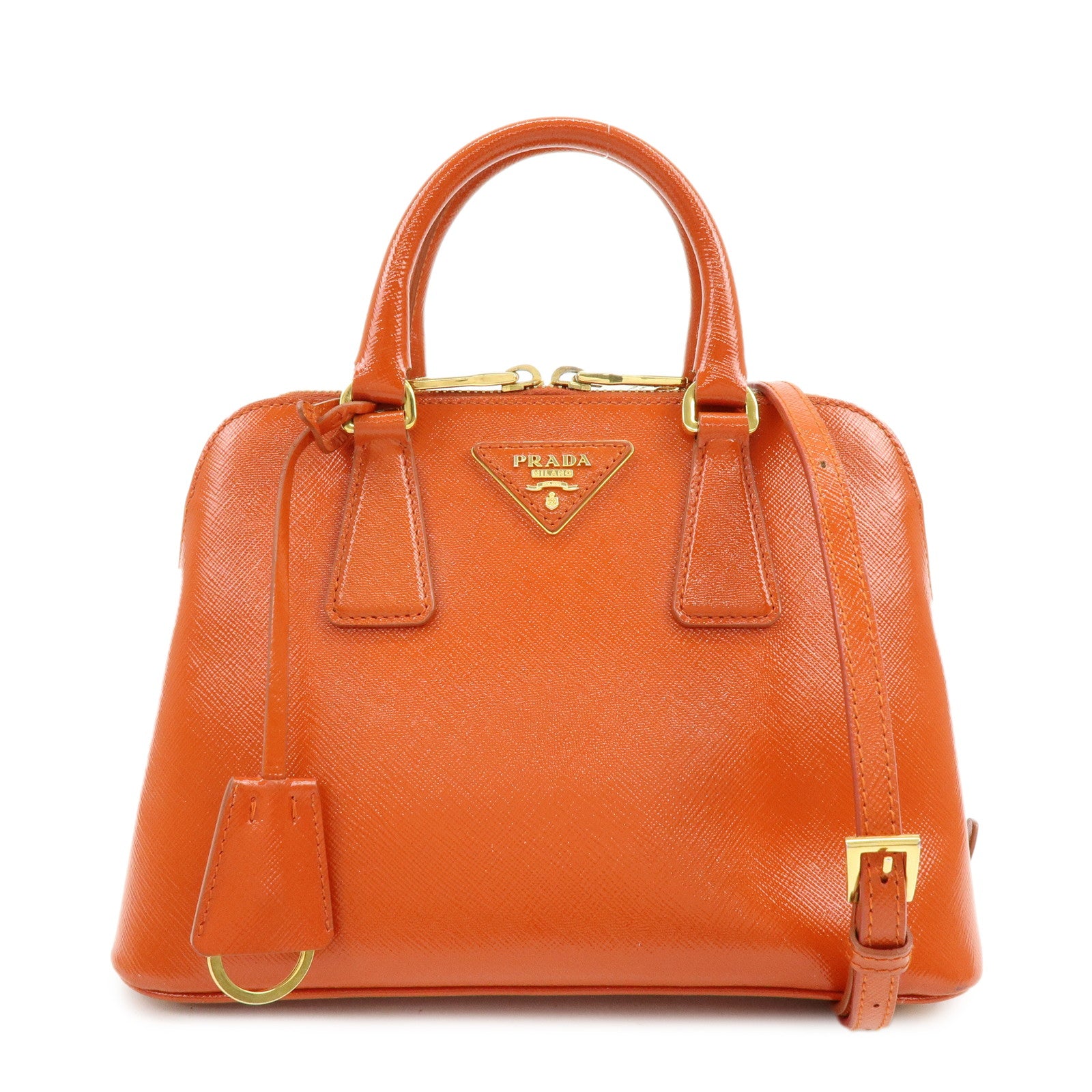 PRADA Triangle Logo Patent Leather 2Way Hand Shoulder Bag BL0838