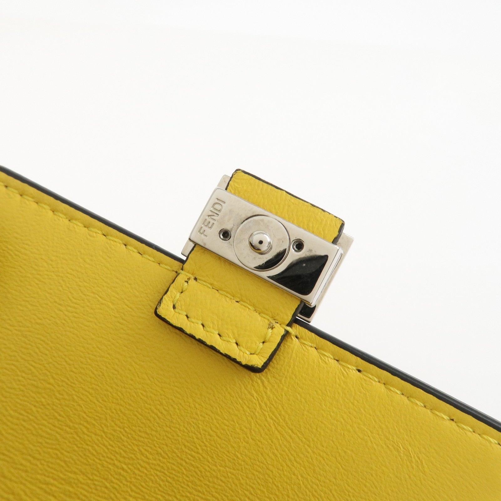FENDI Nano Baguette Calf Leather Bag Charm Key Chain Silver 7AR809