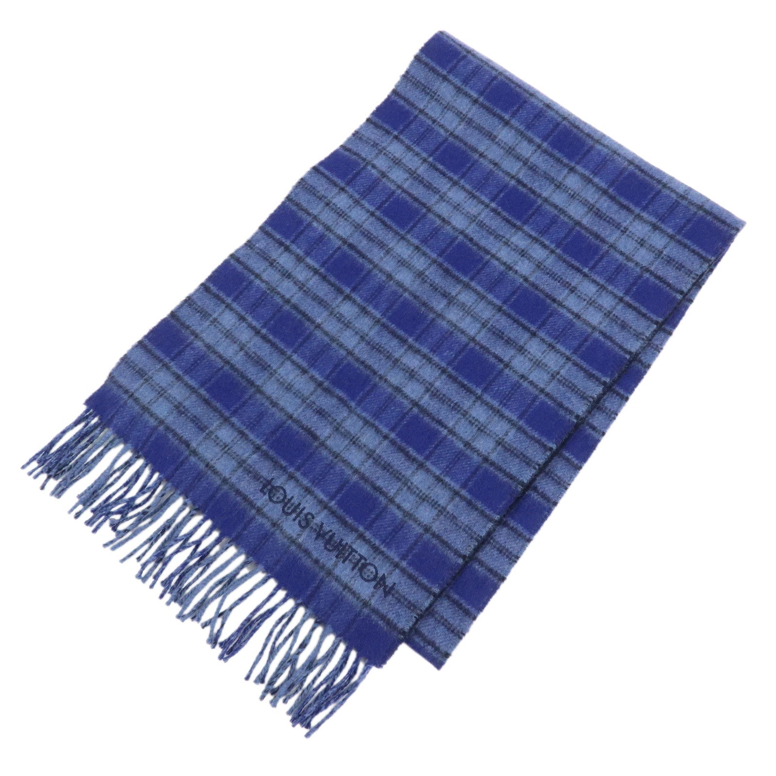 Louis Vuitton Echarpe Damier Tartan Cashmere 100% Scarf Blue M73449