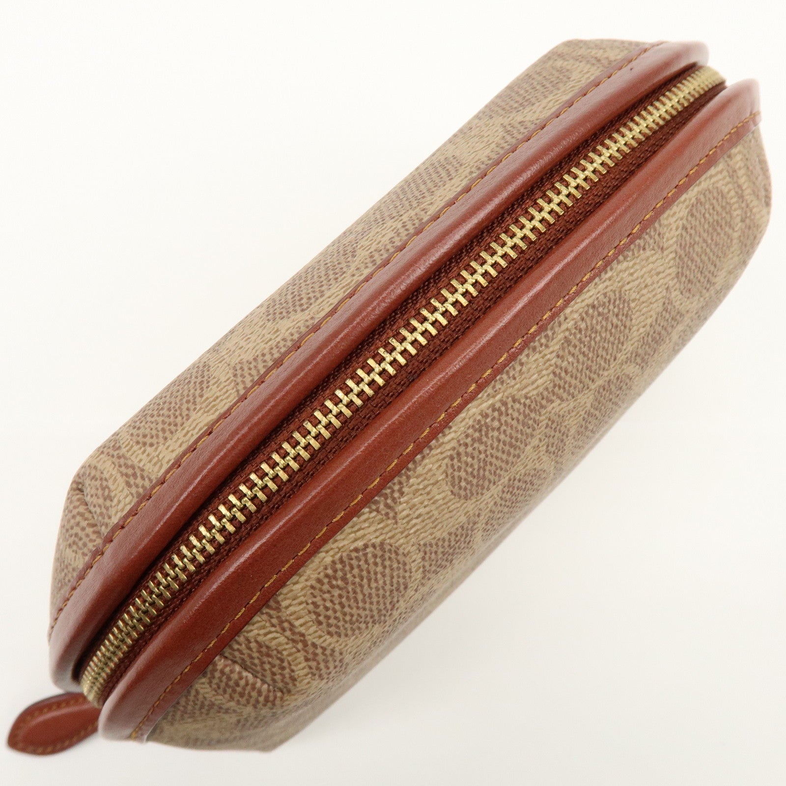 Coach Signature PVC Pouch Cosmetic Pouch Brown