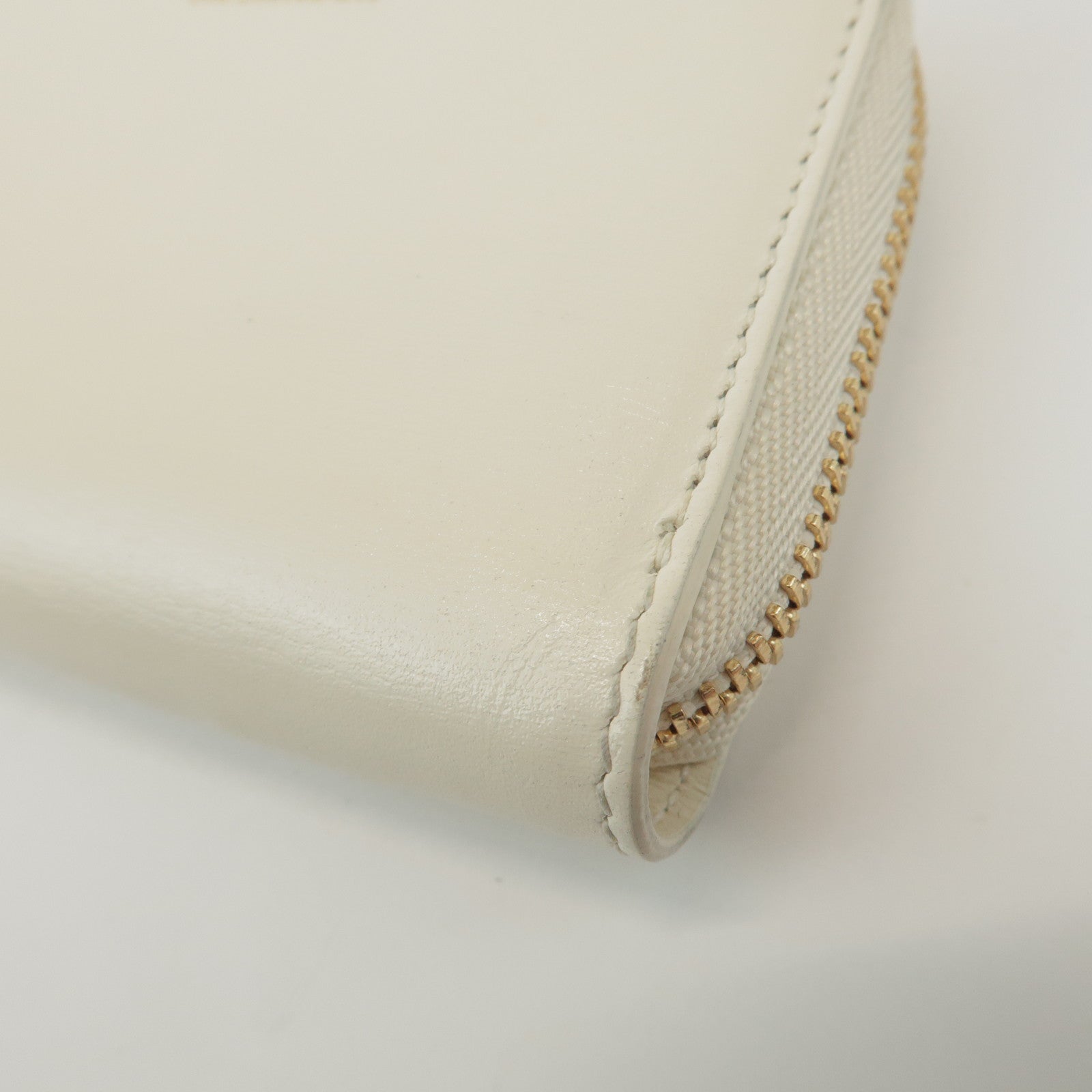 JIL SANDER Logo Leather Round Zippy Coin Case Coin Wallet Ivory