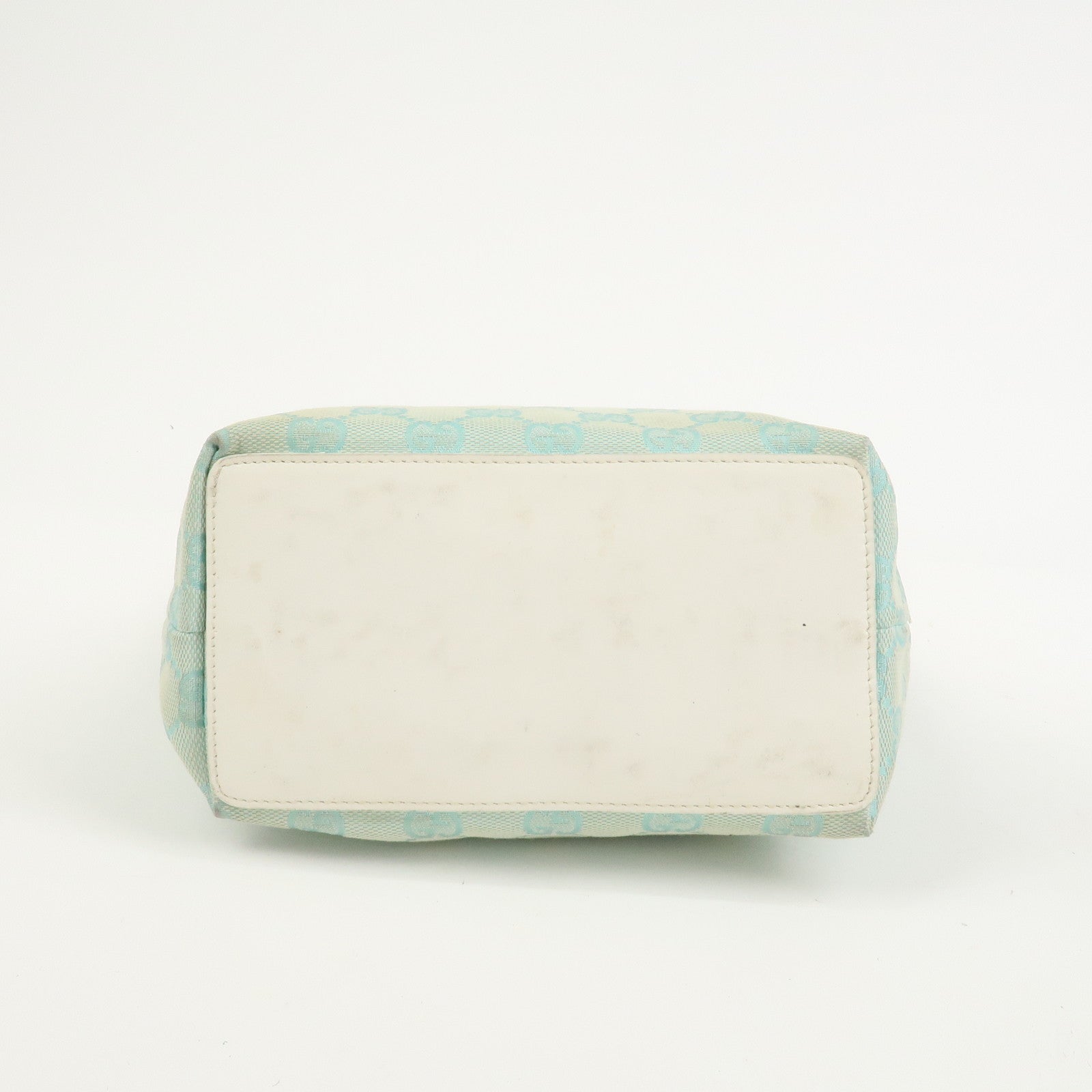 GUCCI GG Canvas Leather Shoulder Bag Hand Bag Light Blue 002.1099