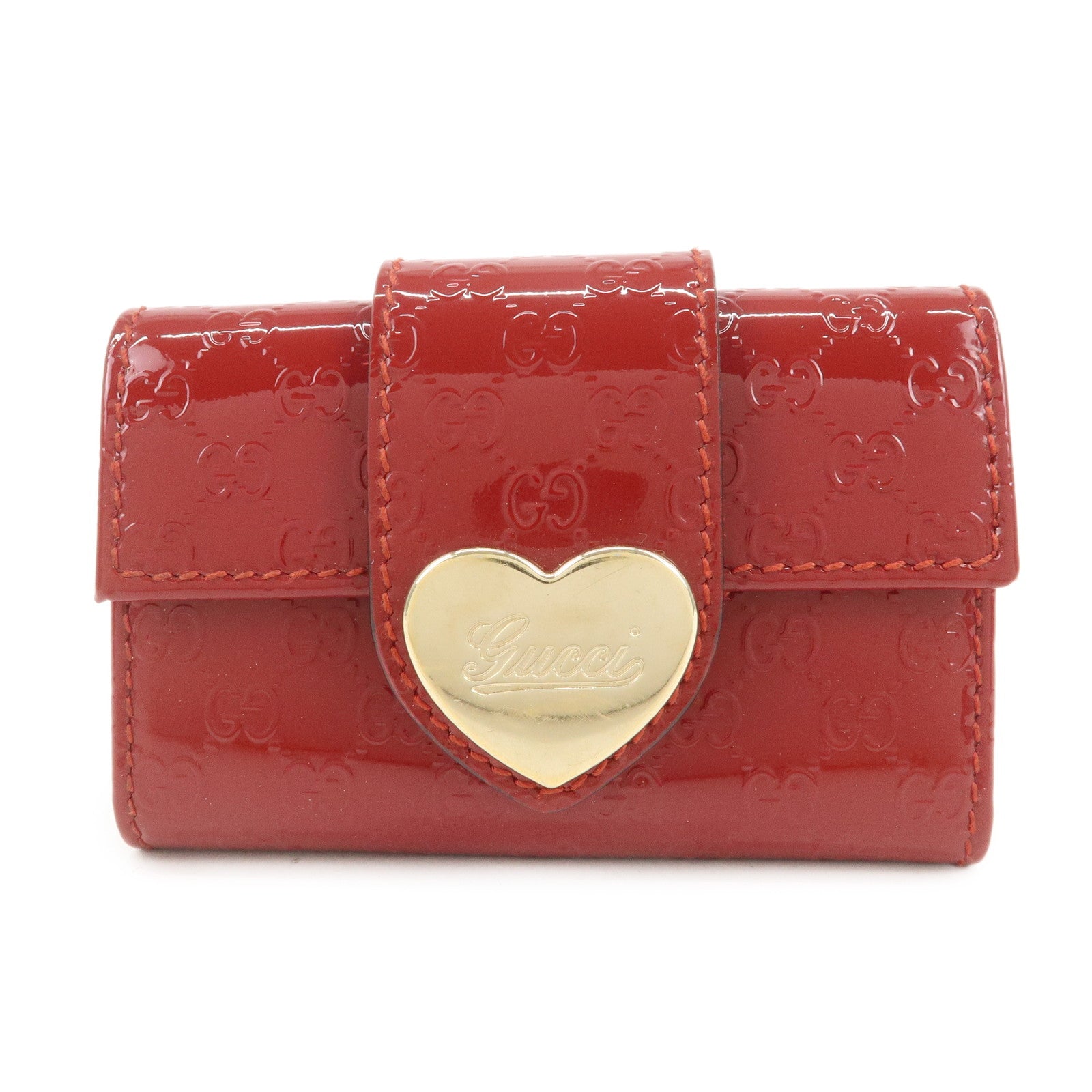 GUCCI Micro Guccissima Patent Leather 6 Ring Key Case Red 203551