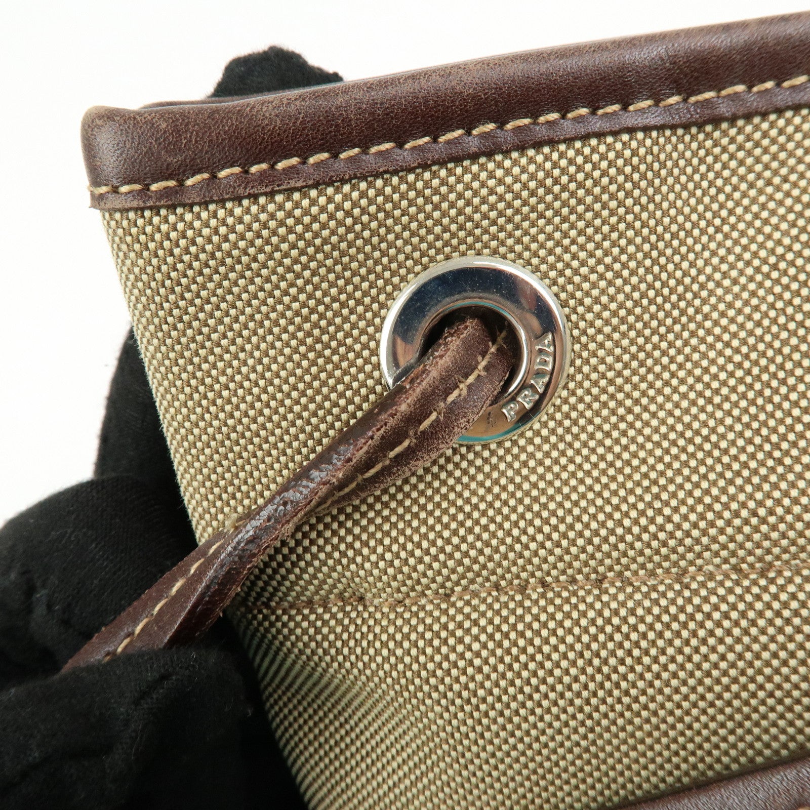 PRADA Logo Jacquard Leather Shoulder Crossbody Bag Brown BT0551