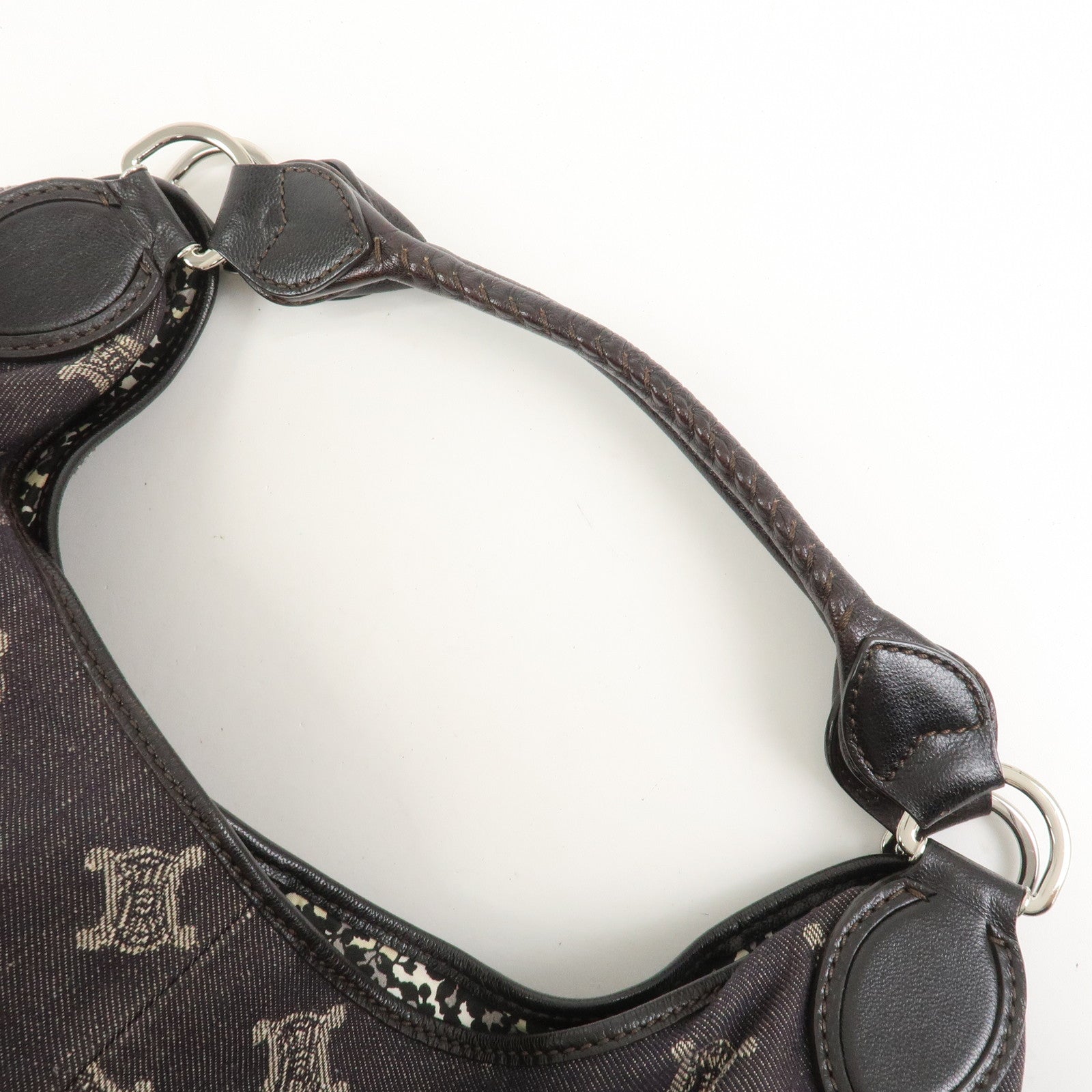 CELINE Macadam Denim Leather Shoulder Bag Hand Bag