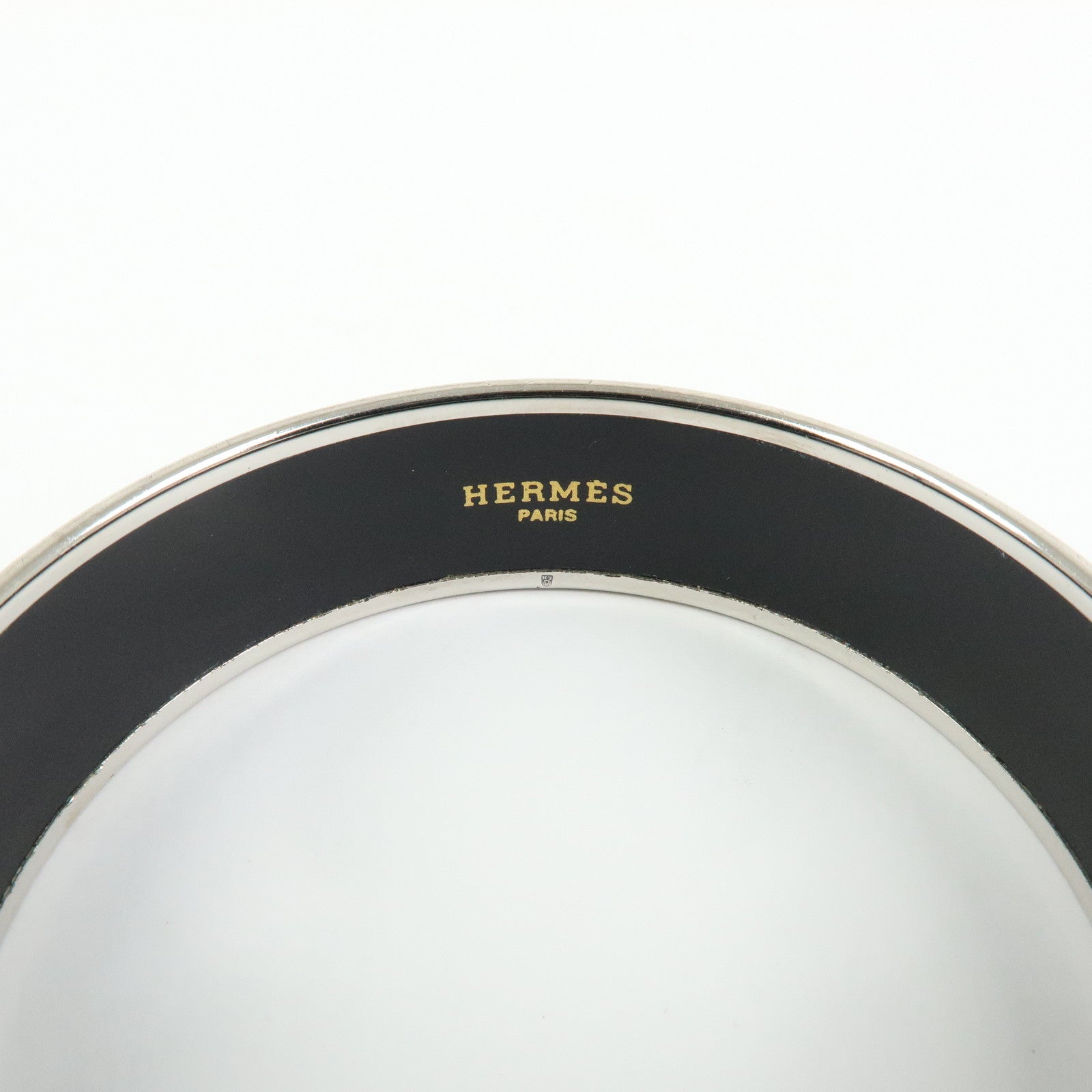HERMES Email GM Plated Bangle Bracelet White Black Red