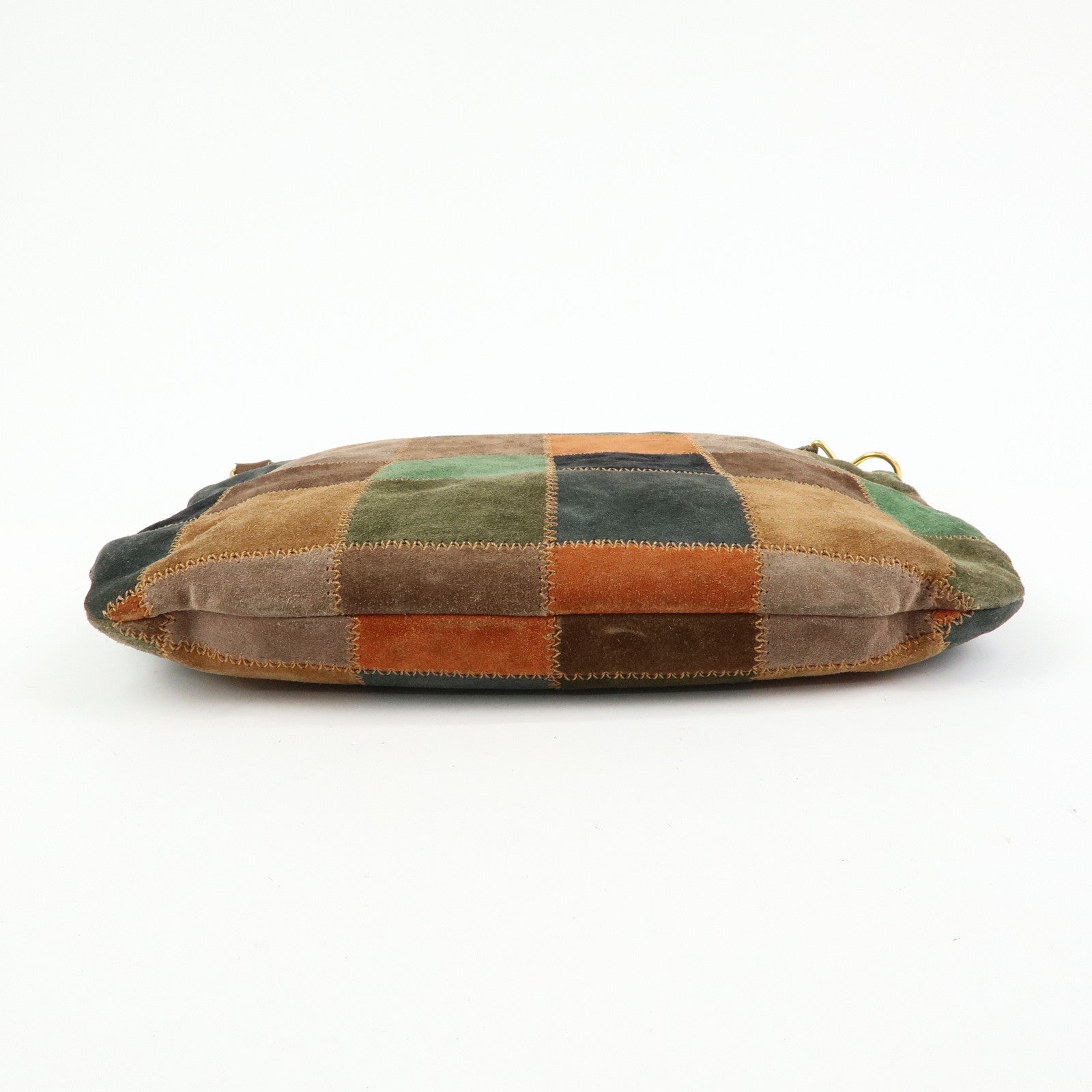CELINE Patchwork Suede Shoulder Bag Crossbody Bag Brown Multicolor